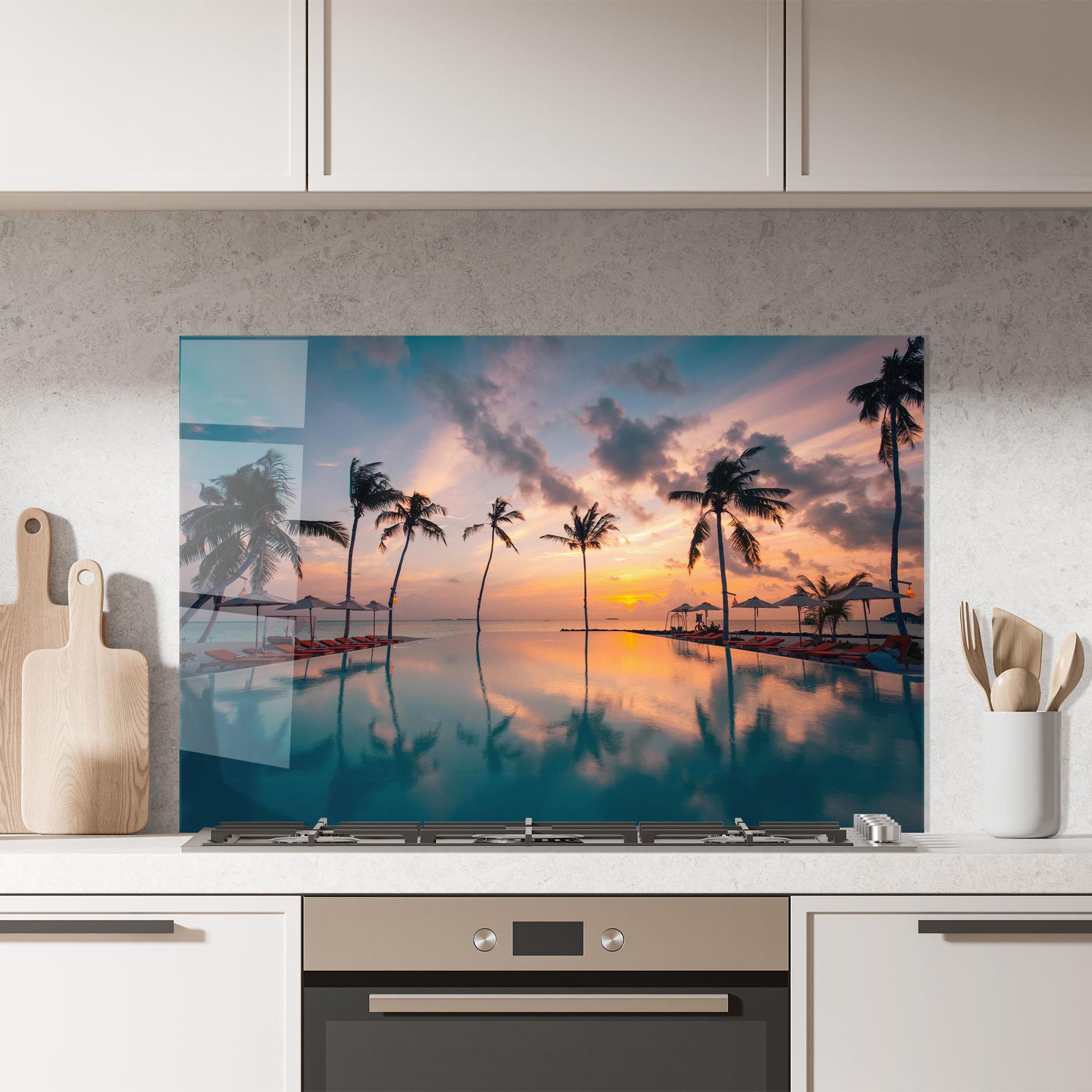 Konyhai üveg hátfal Tropical Beach mockup 7