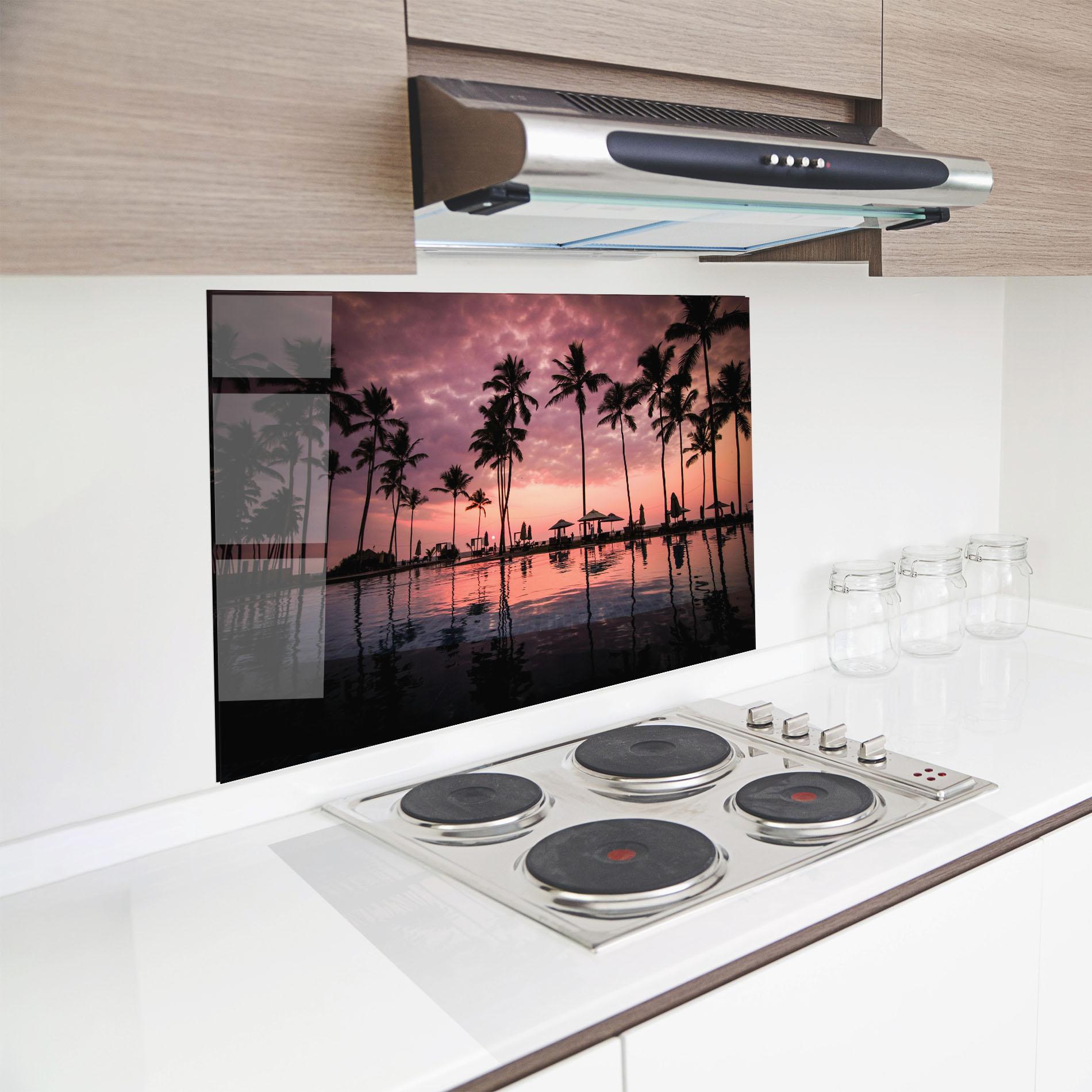 Konyhai üveg hátfal Purple Sunset mockup 8