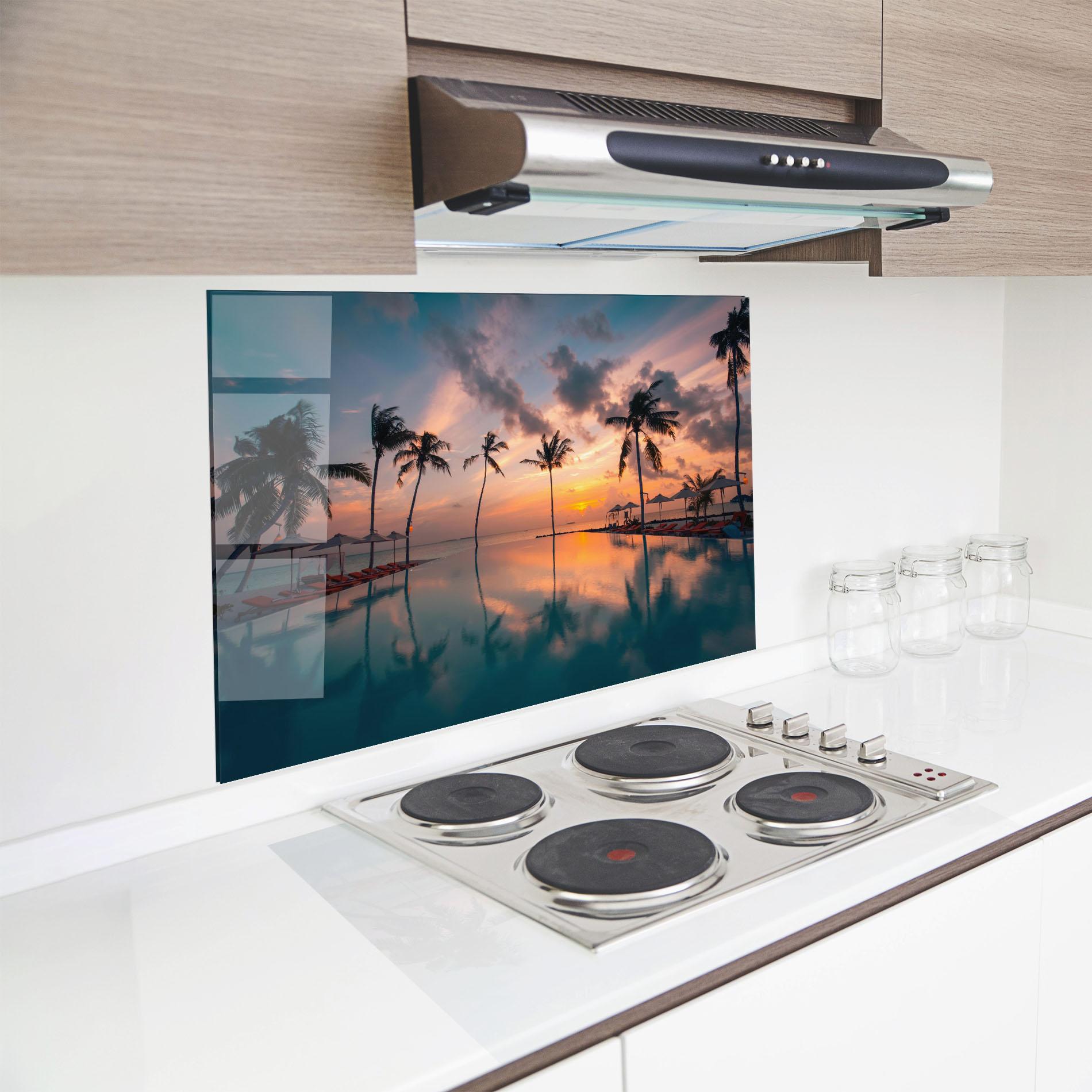 Konyhai üveg hátfal Tropical Beach mockup 8