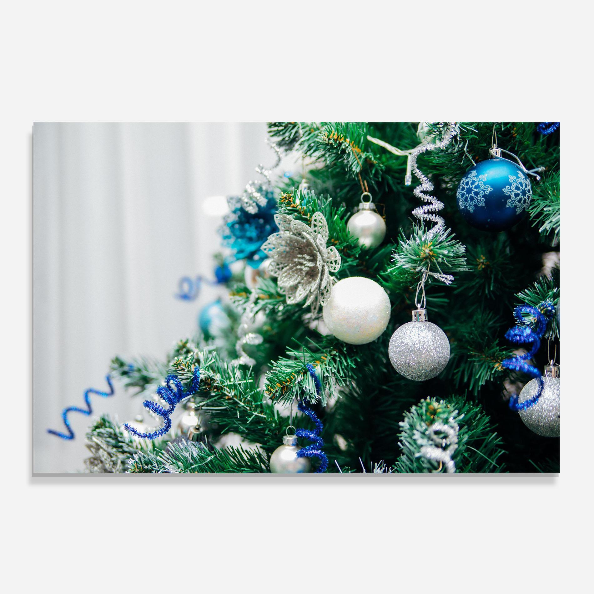 Konyhai üveg hátfal Blue Christmas Tree Decor mockup 0