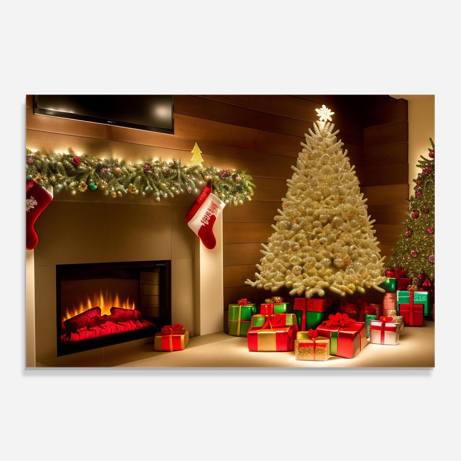 Konyhai üveg hátfal Decorated Christmas Tree mockup 0