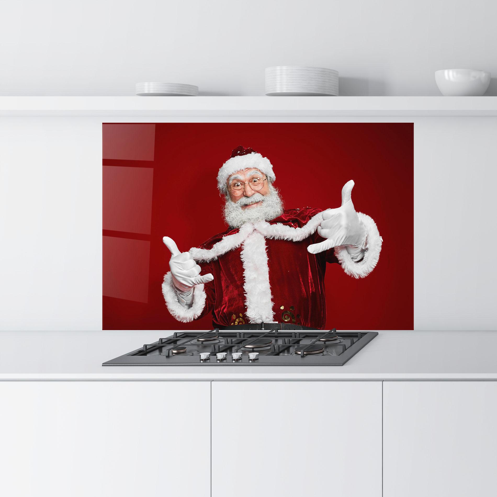Konyhai üveg hátfal Cool Santa Claus mockup 9