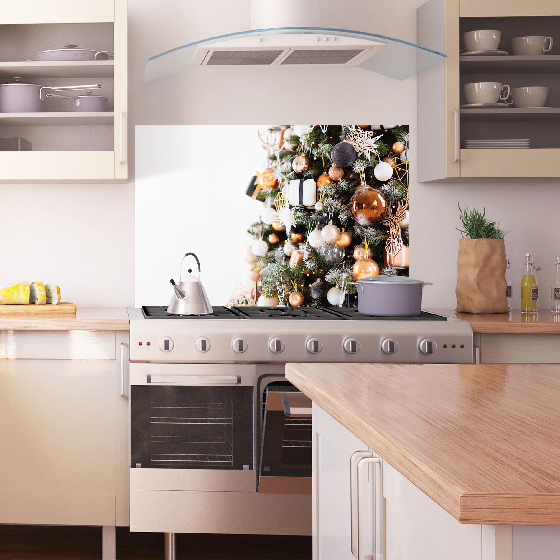 Konyhai üveg hátfal Christmas Tree Close Up mockup 1