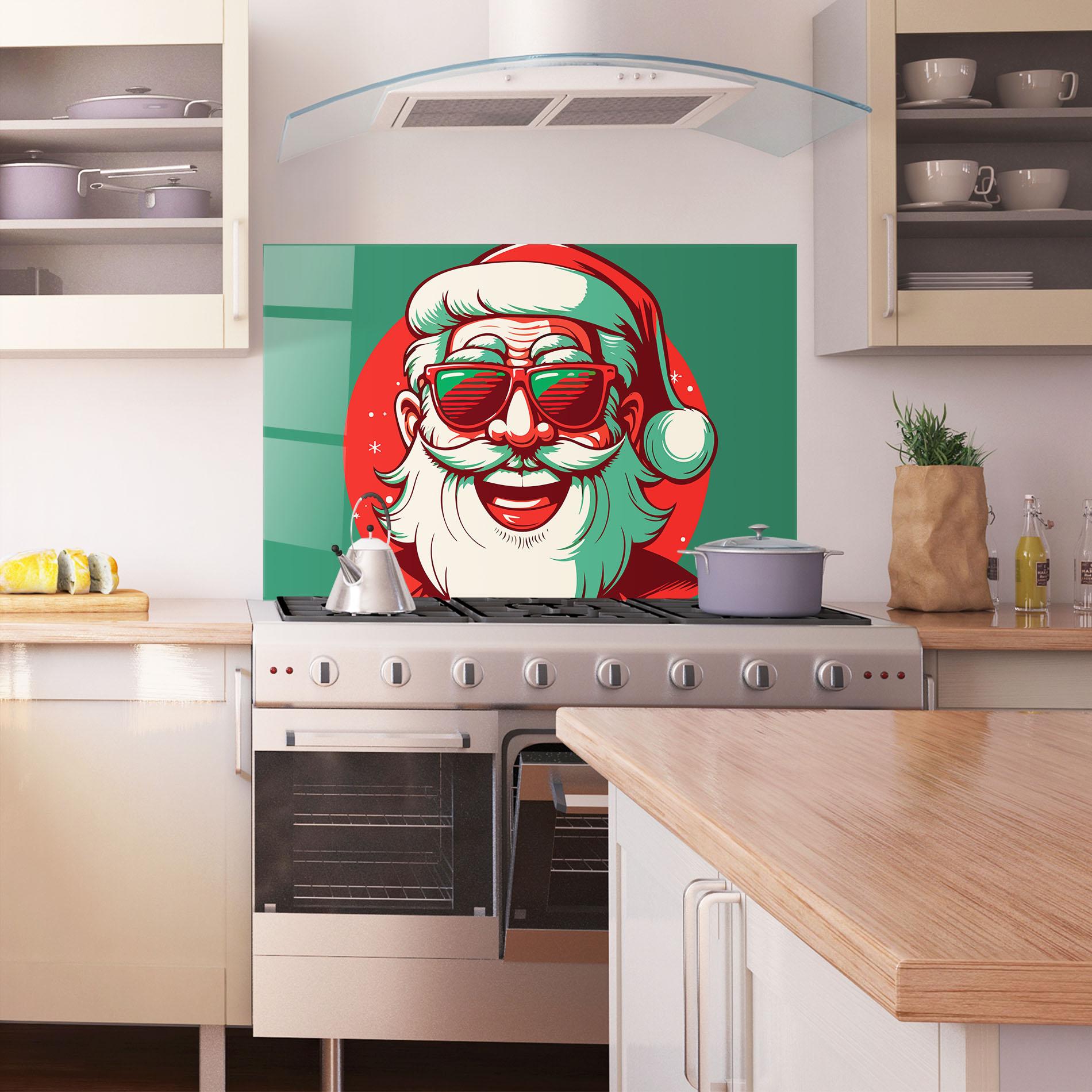 Konyhai üveg hátfal Crazy Smile Santa mockup 1