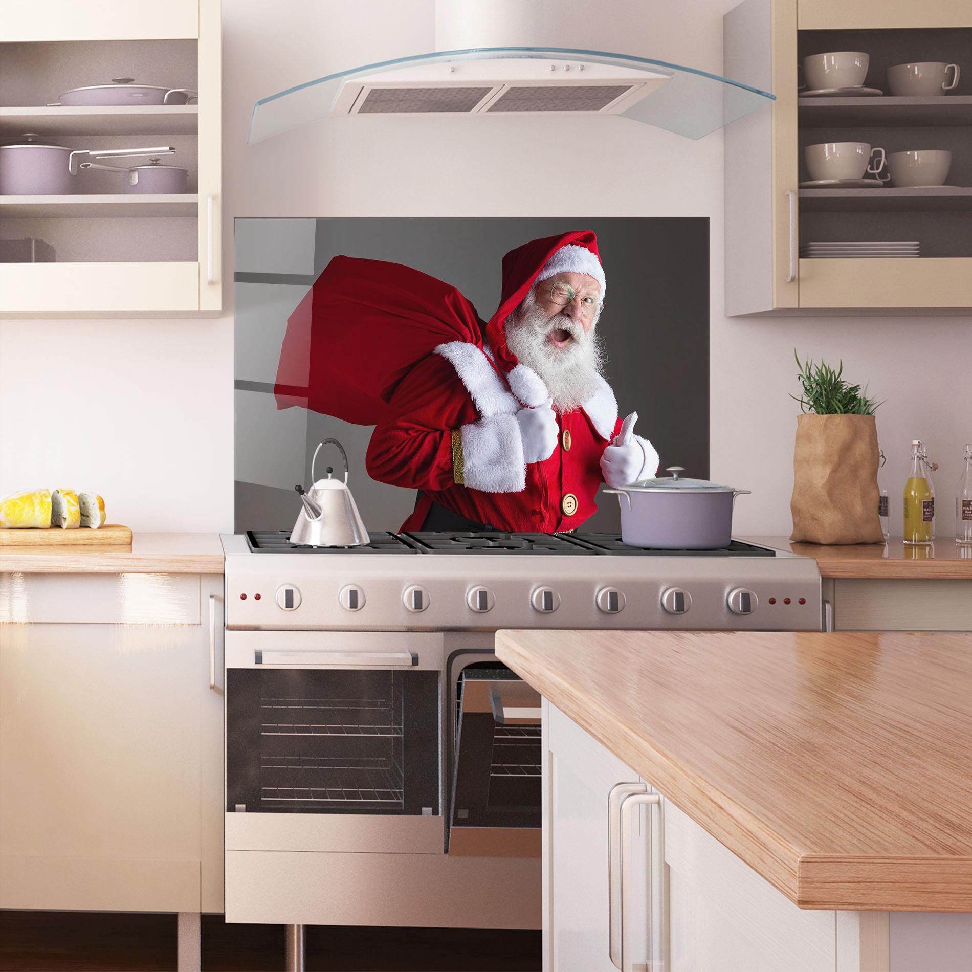 Konyhai üveg hátfal Santa Smiling mockup 1