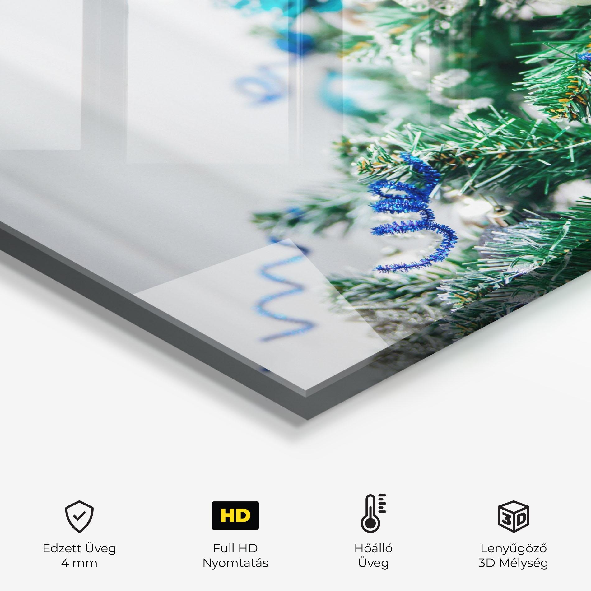 Konyhai üveg hátfal Blue Christmas Tree Decor mockup 2