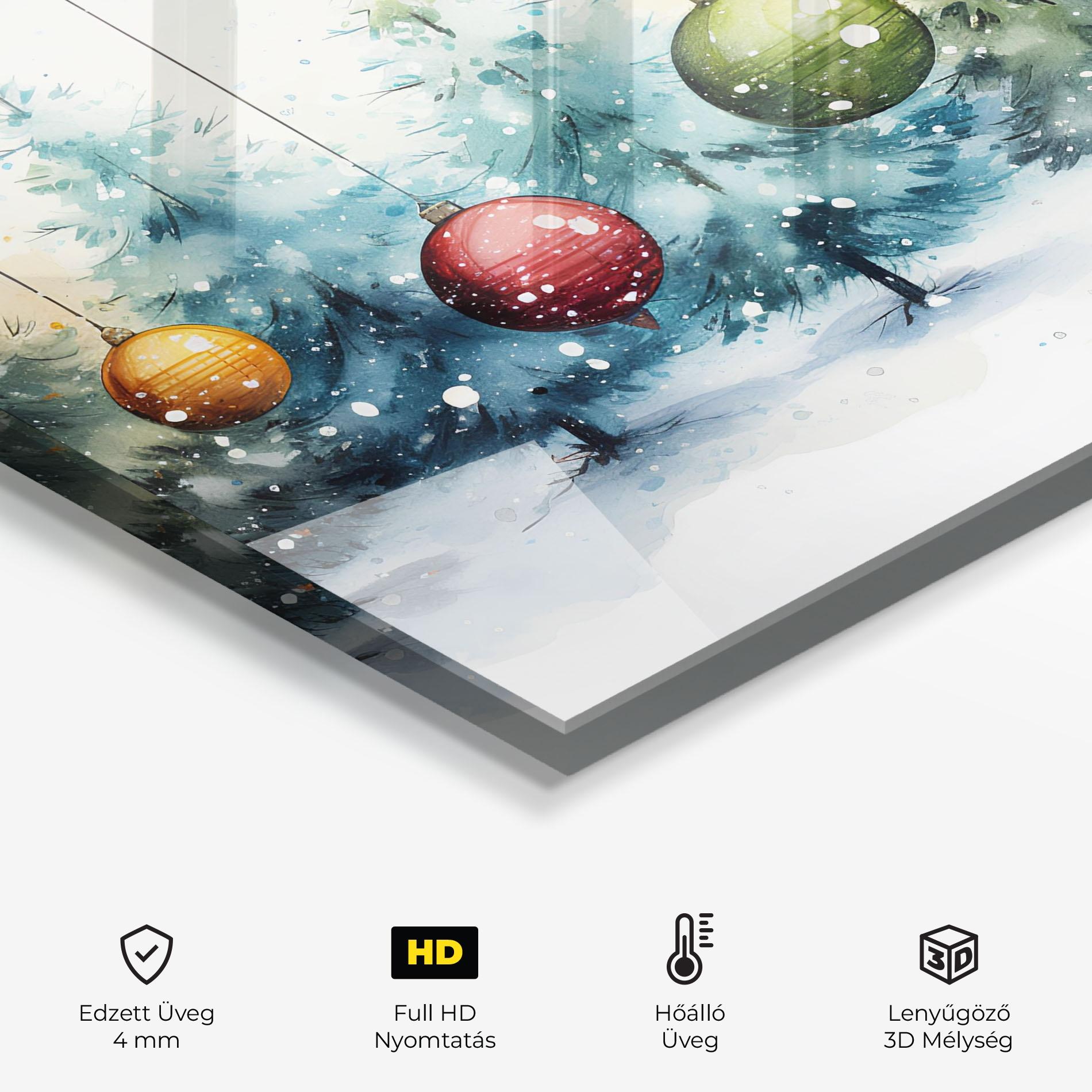 Konyhai üveg hátfal Christmas Tree Painting mockup 2