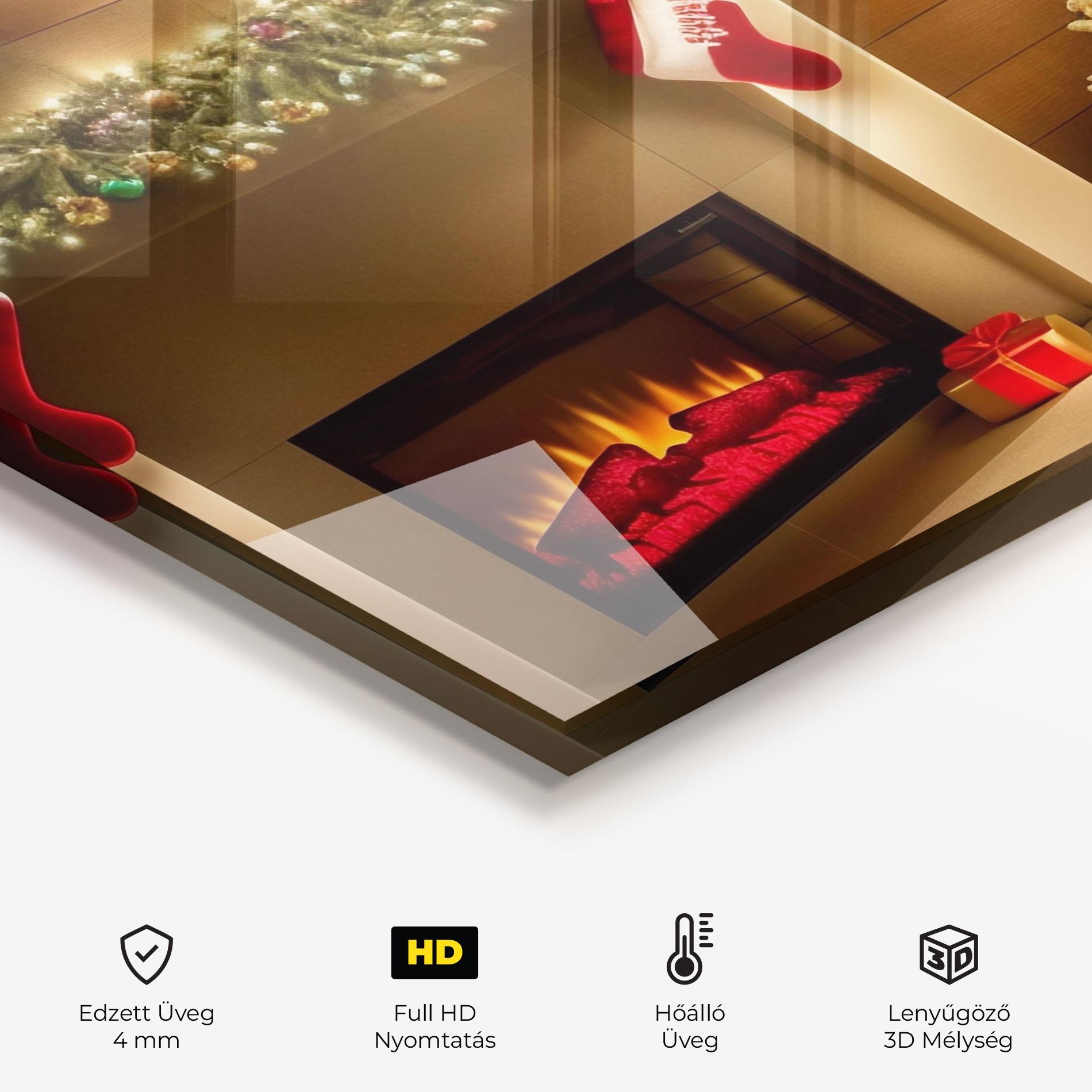 Konyhai üveg hátfal Decorated Christmas Tree mockup 2