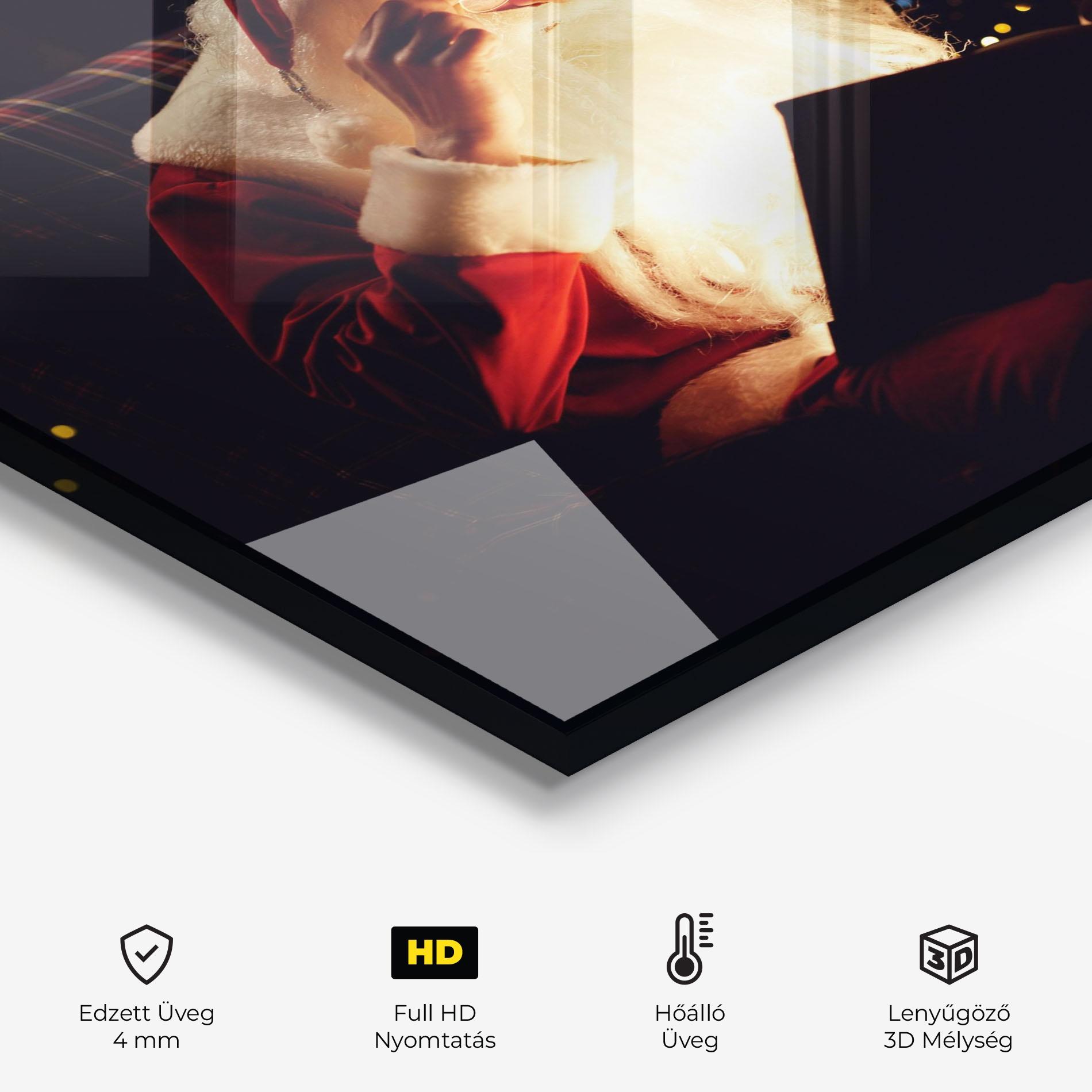 Konyhai üveg hátfal Santa Reading Magic Book mockup 2