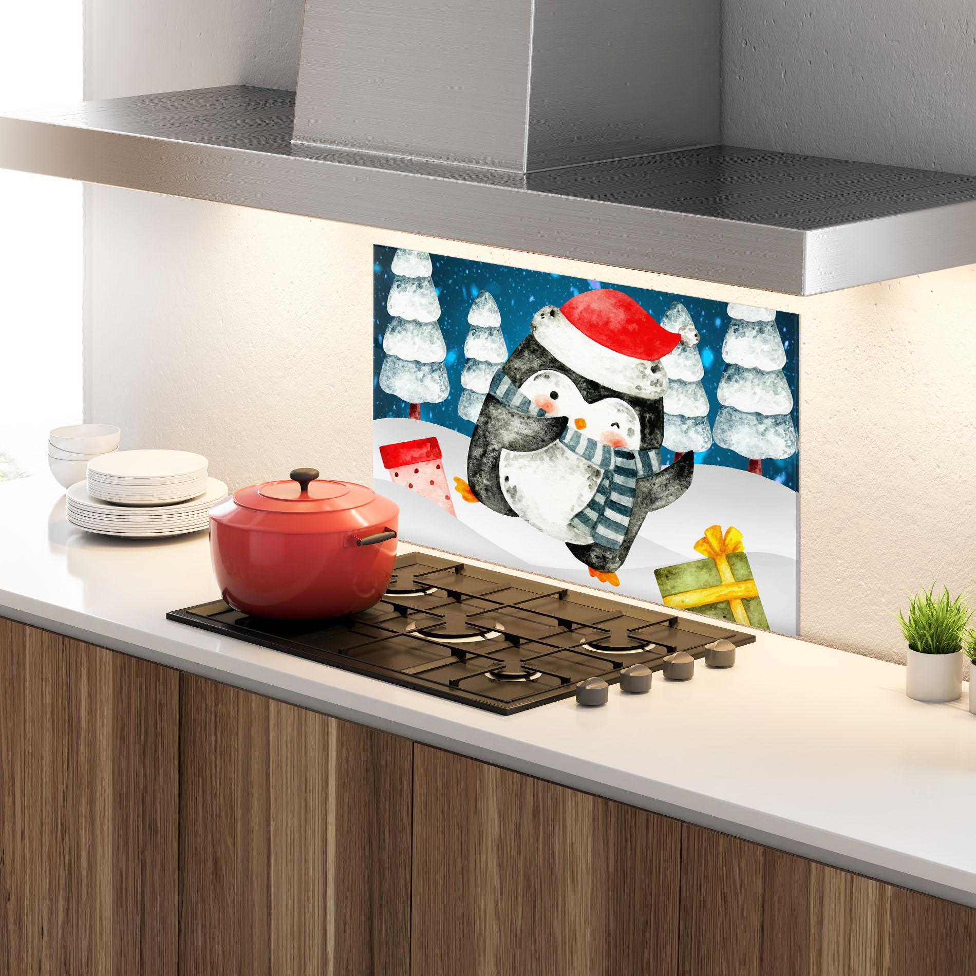 Konyhai üveg hátfal Blue Pinguin mockup 4