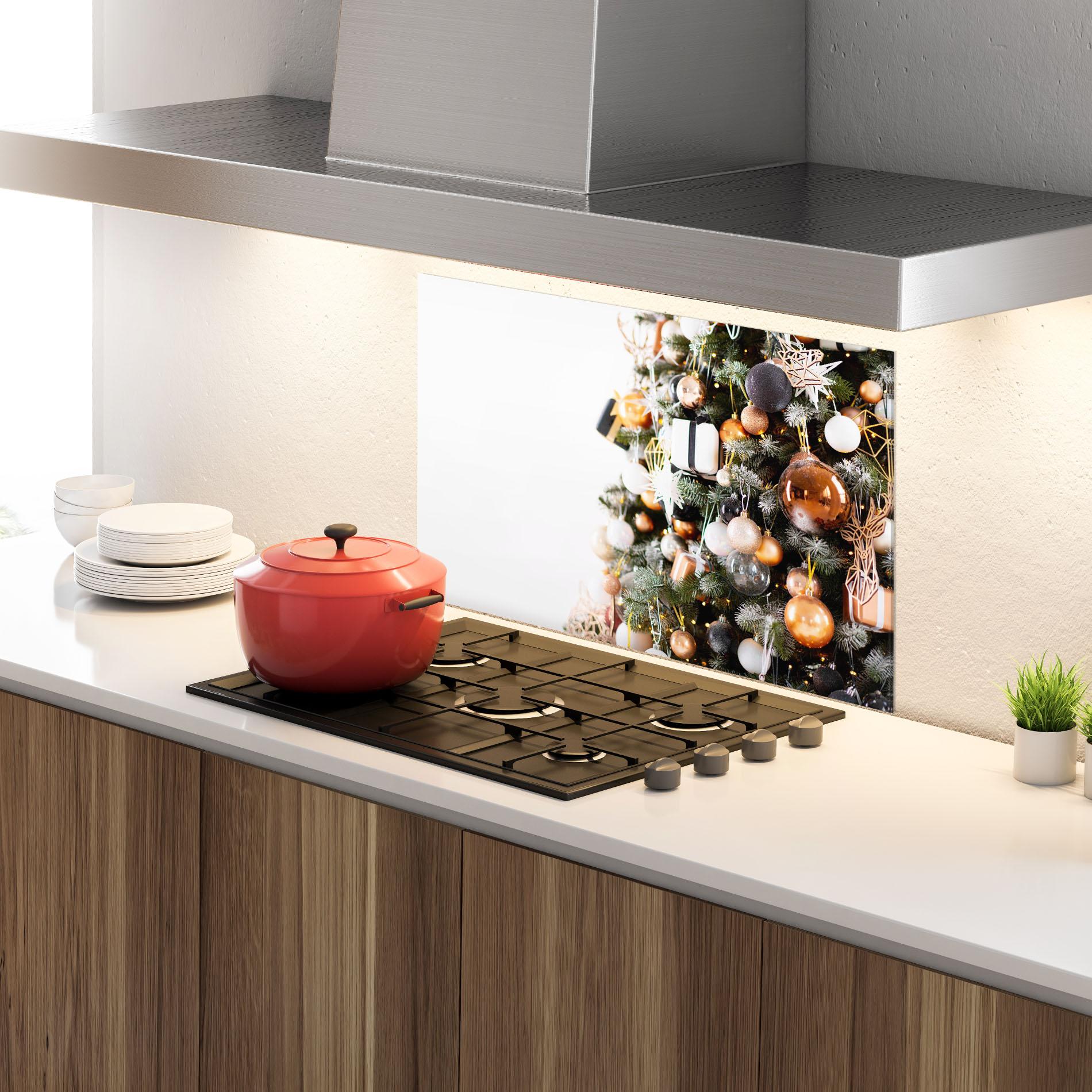 Konyhai üveg hátfal Christmas Tree Close Up mockup 4