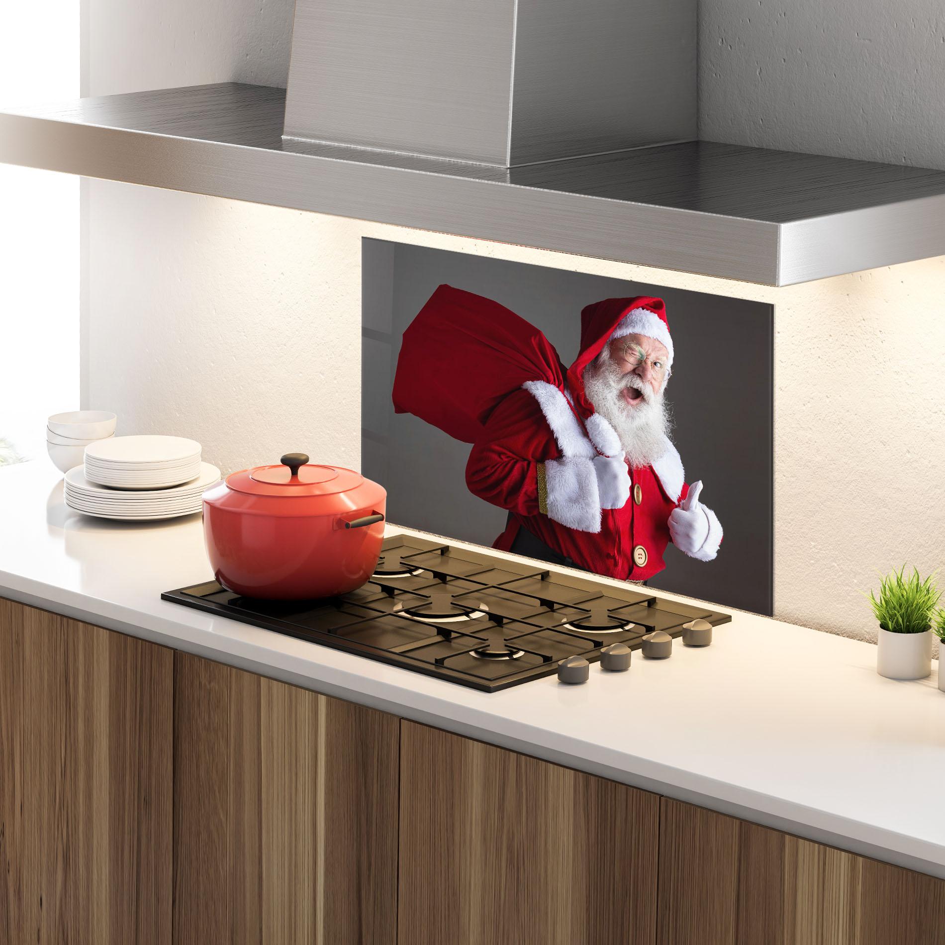 Konyhai üveg hátfal Santa Smiling mockup 4