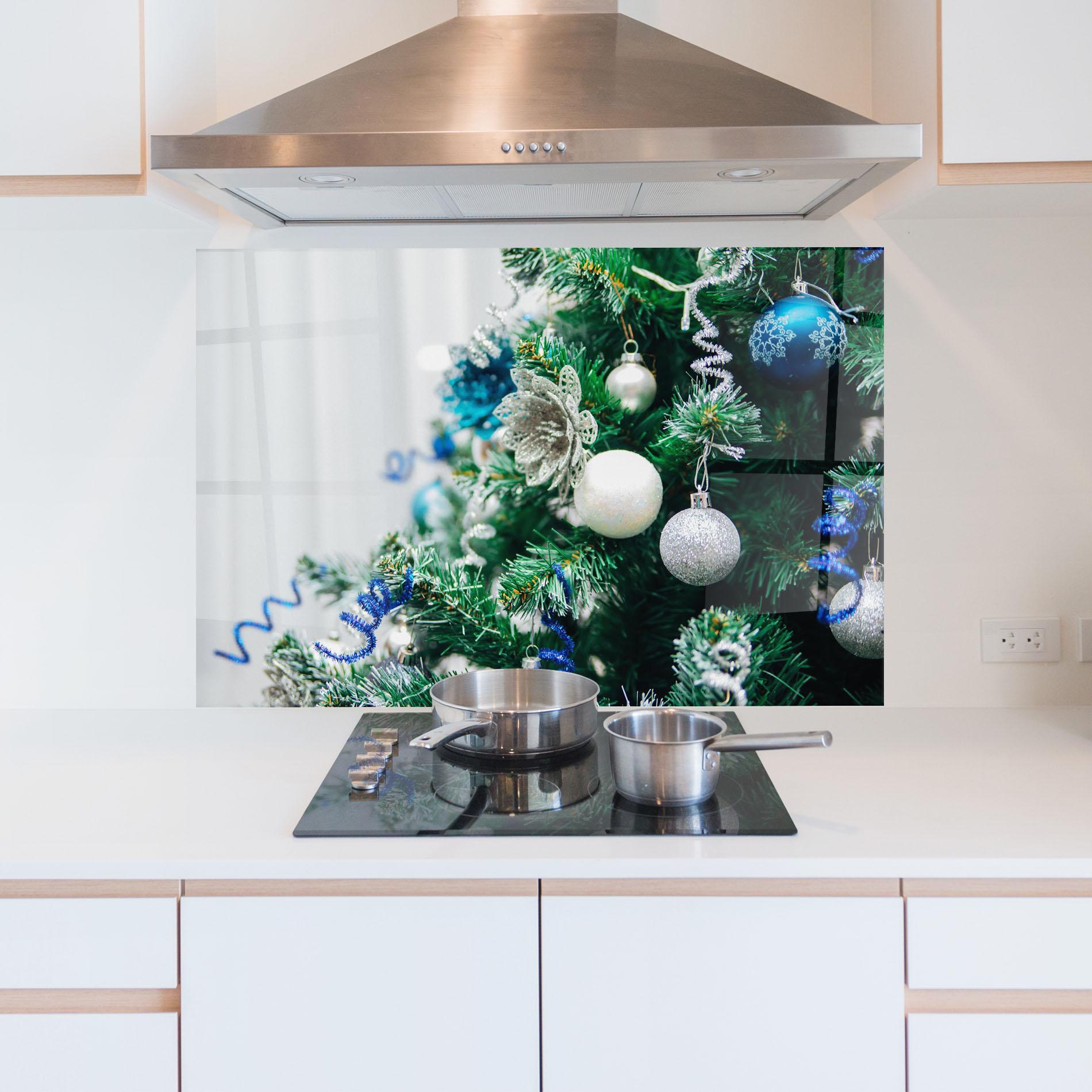 Konyhai üveg hátfal Blue Christmas Tree Decor mockup 5