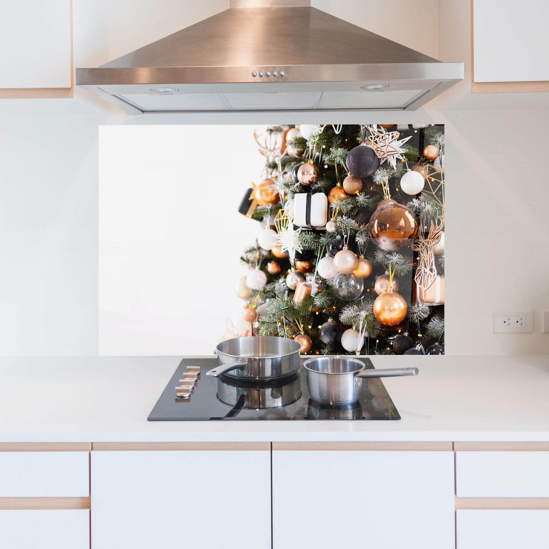 Konyhai üveg hátfal Christmas Tree Close Up mockup 5