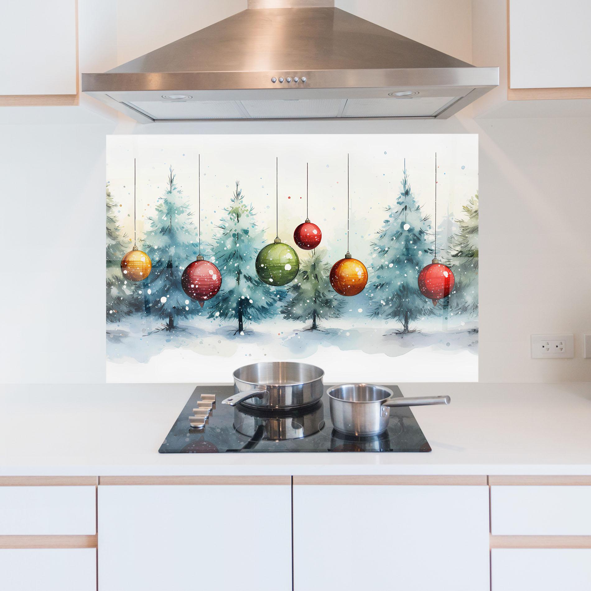 Konyhai üveg hátfal Christmas Tree Painting mockup 5
