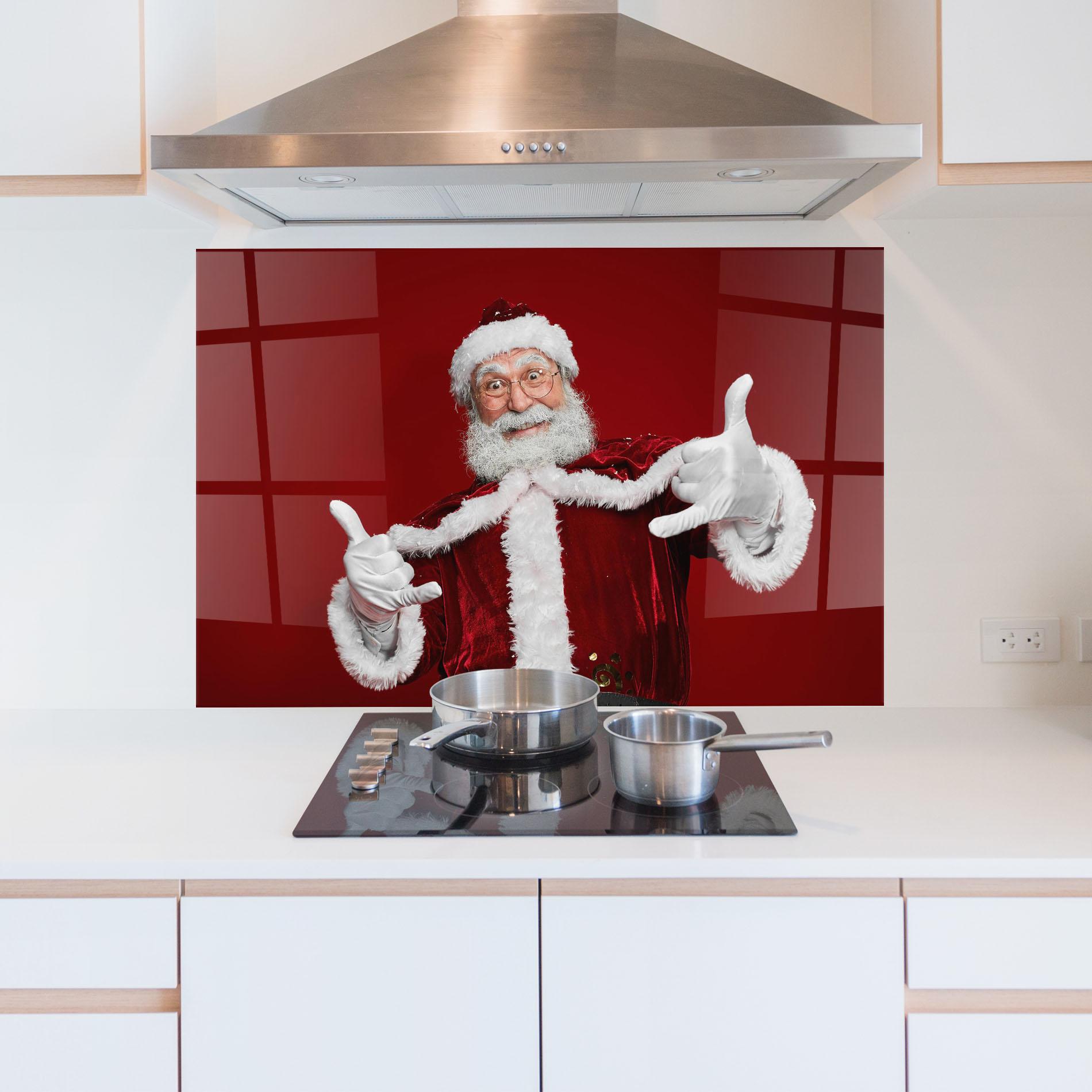 Konyhai üveg hátfal Cool Santa Claus mockup 5