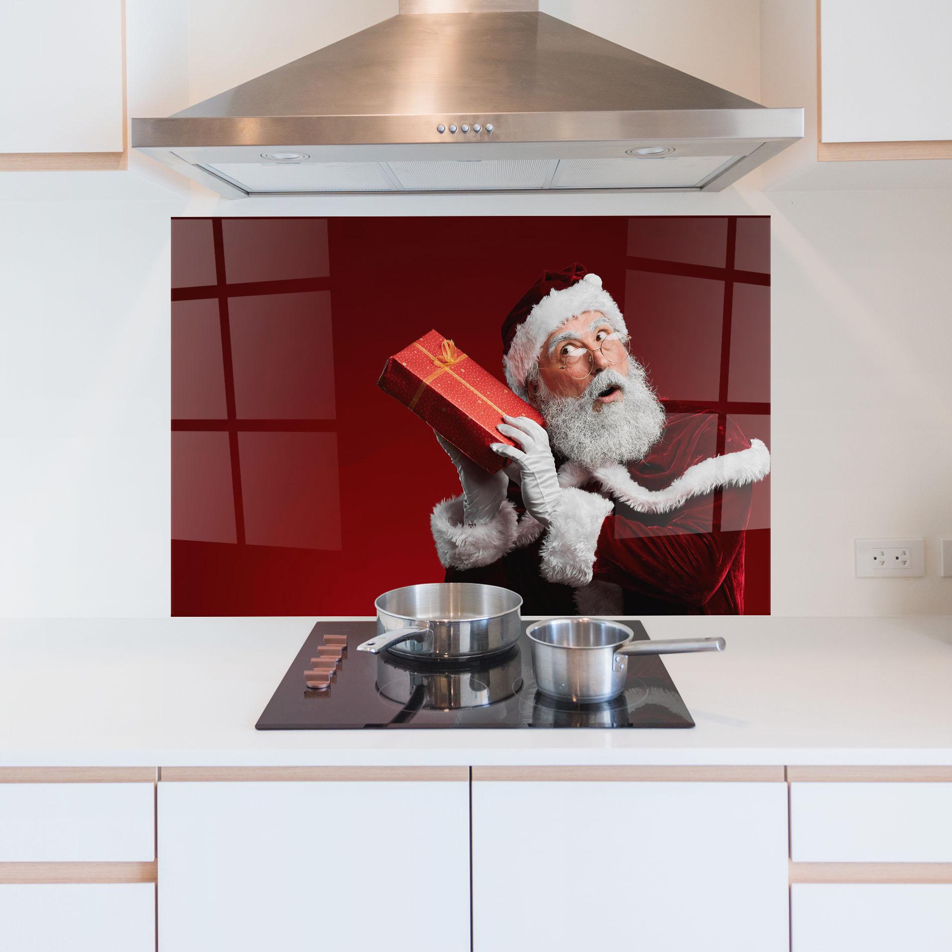 Konyhai üveg hátfal Santa Holding Present mockup 5