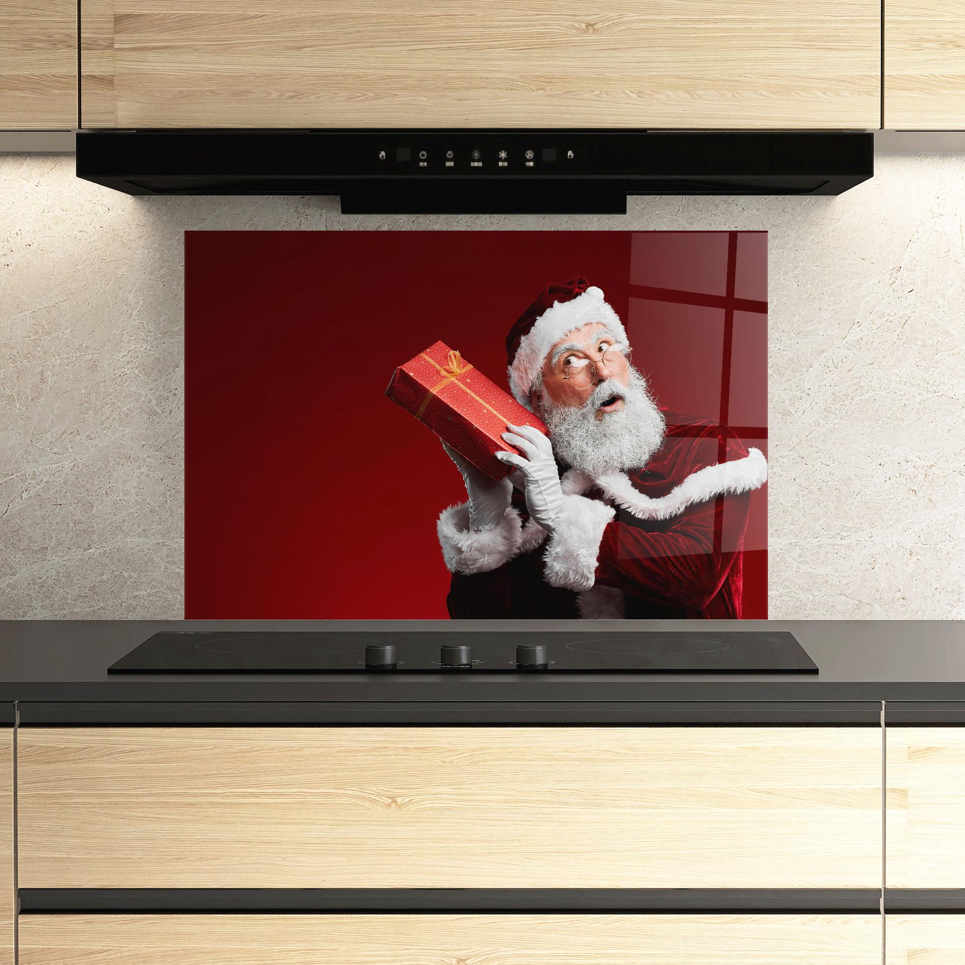 Konyhai üveg hátfal Santa Holding Present mockup 3