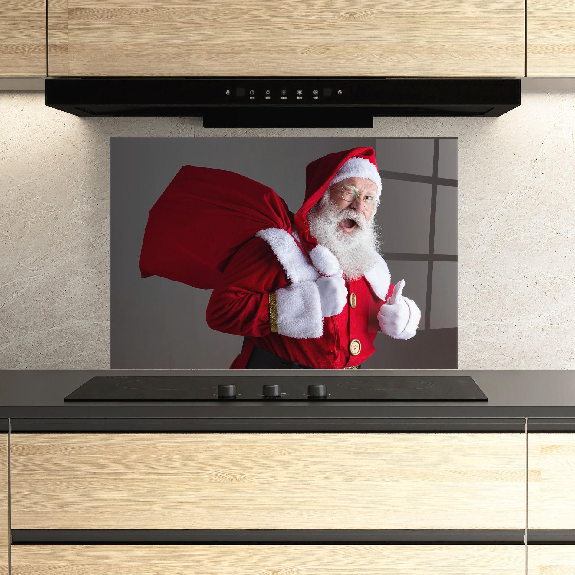 Konyhai üveg hátfal Santa Smiling mockup 3