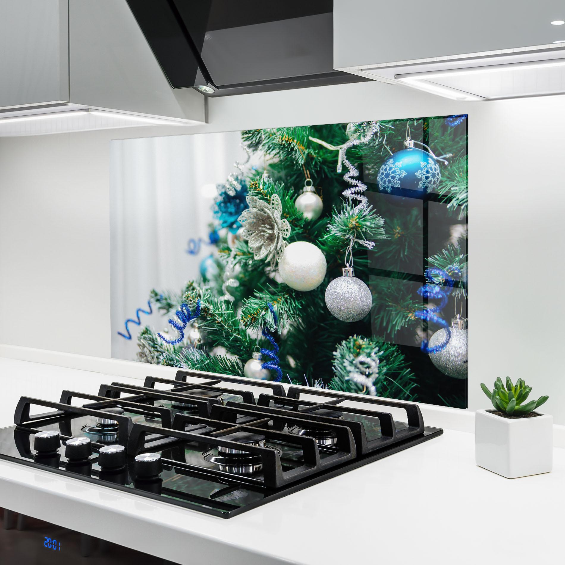 Konyhai üveg hátfal Blue Christmas Tree Decor mockup 6
