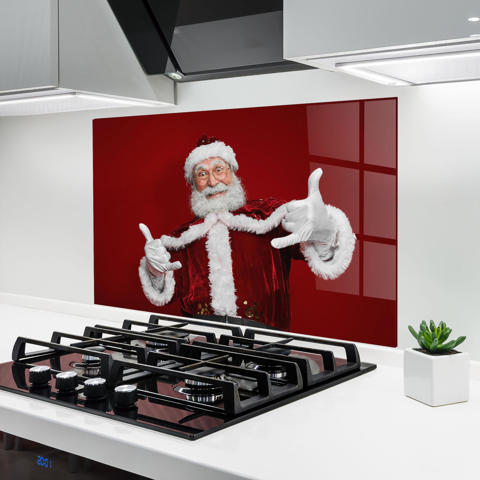 Konyhai üveg hátfal Cool Santa Claus mockup 6
