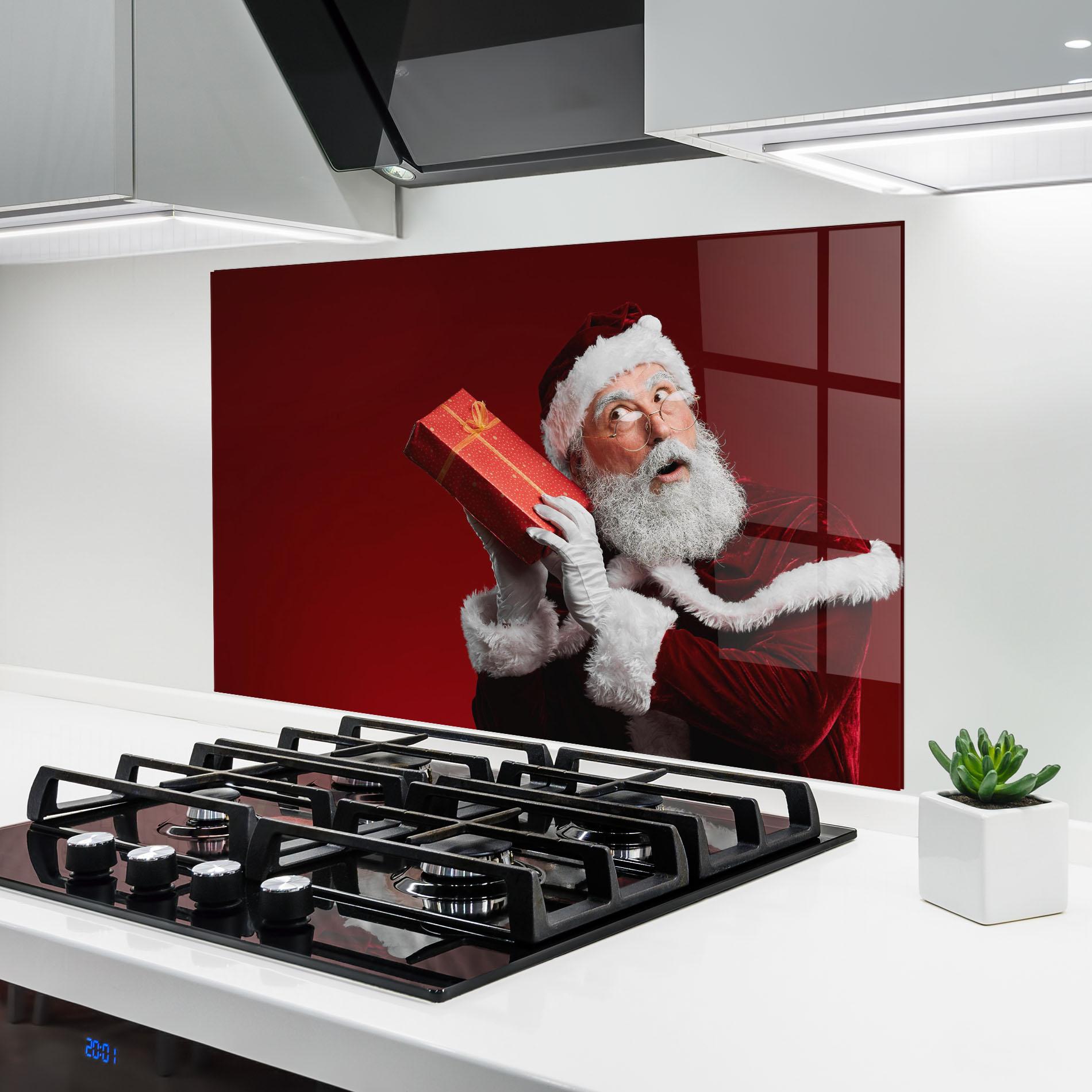 Konyhai üveg hátfal Santa Holding Present mockup 6