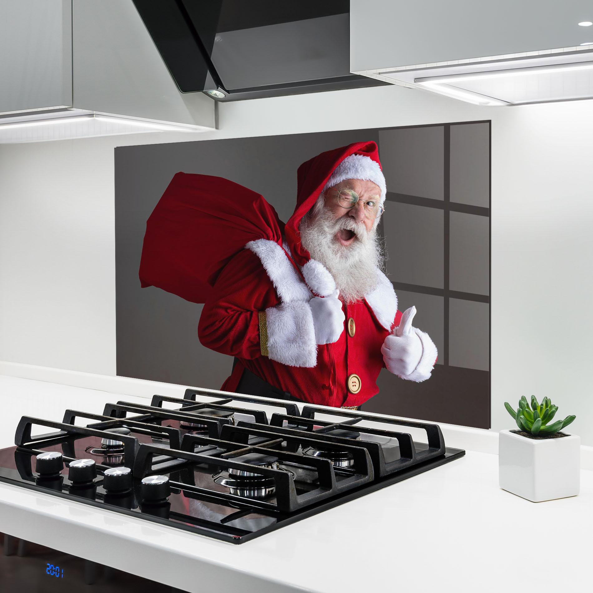 Konyhai üveg hátfal Santa Smiling mockup 6