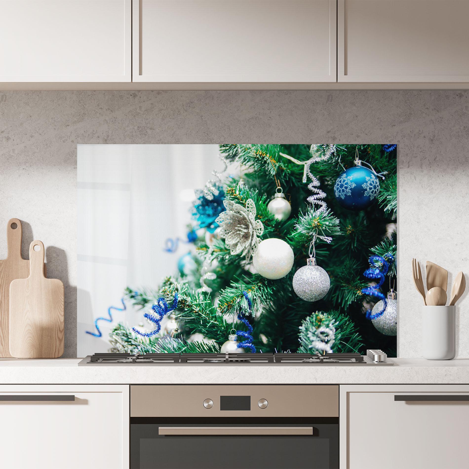 Konyhai üveg hátfal Blue Christmas Tree Decor mockup 7
