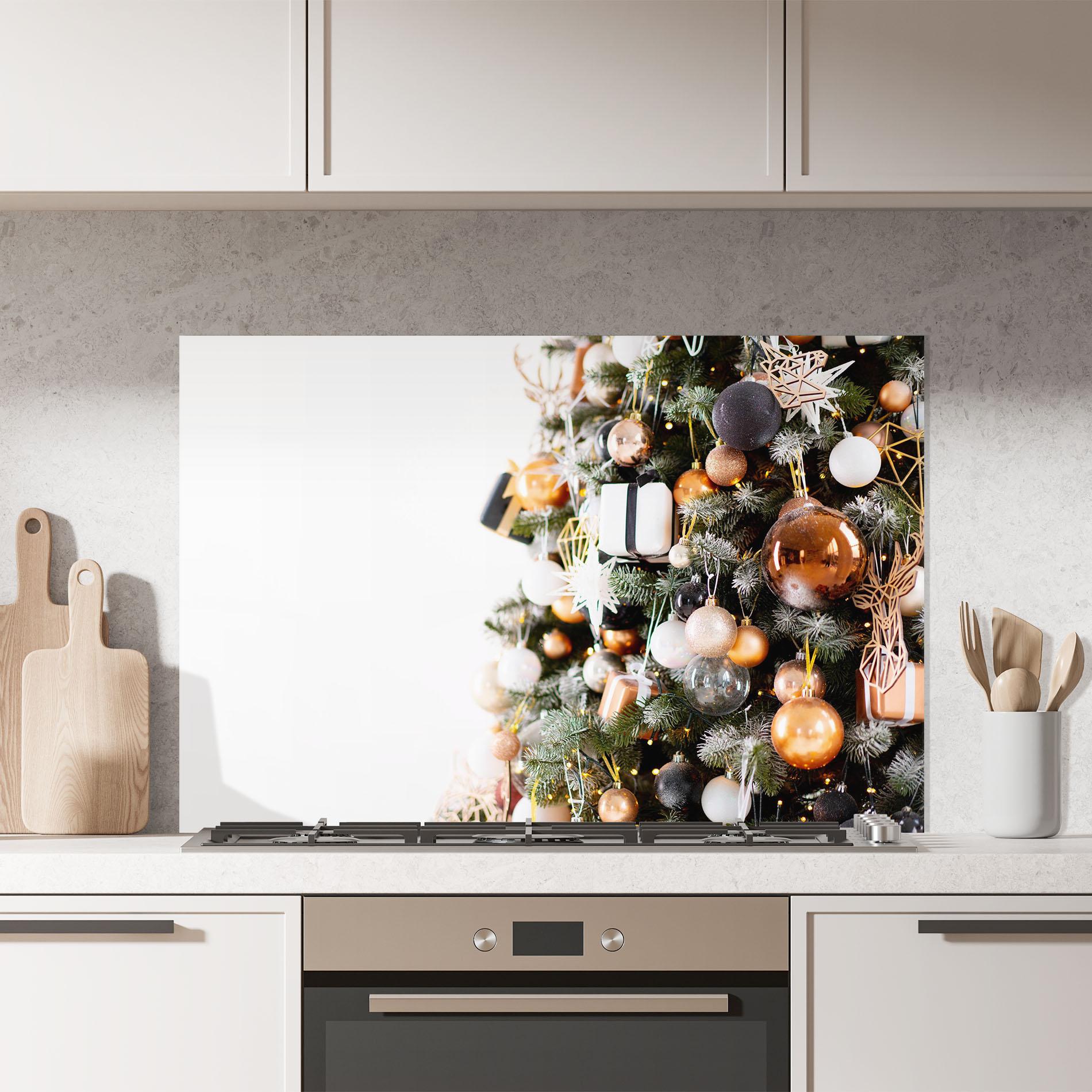 Konyhai üveg hátfal Christmas Tree Close Up mockup 7