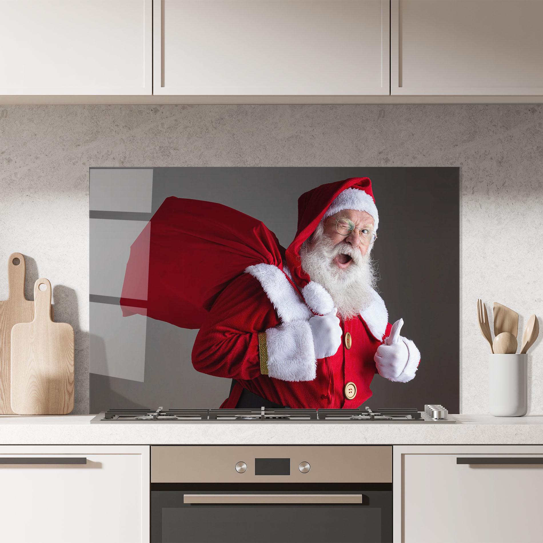Konyhai üveg hátfal Santa Smiling mockup 7