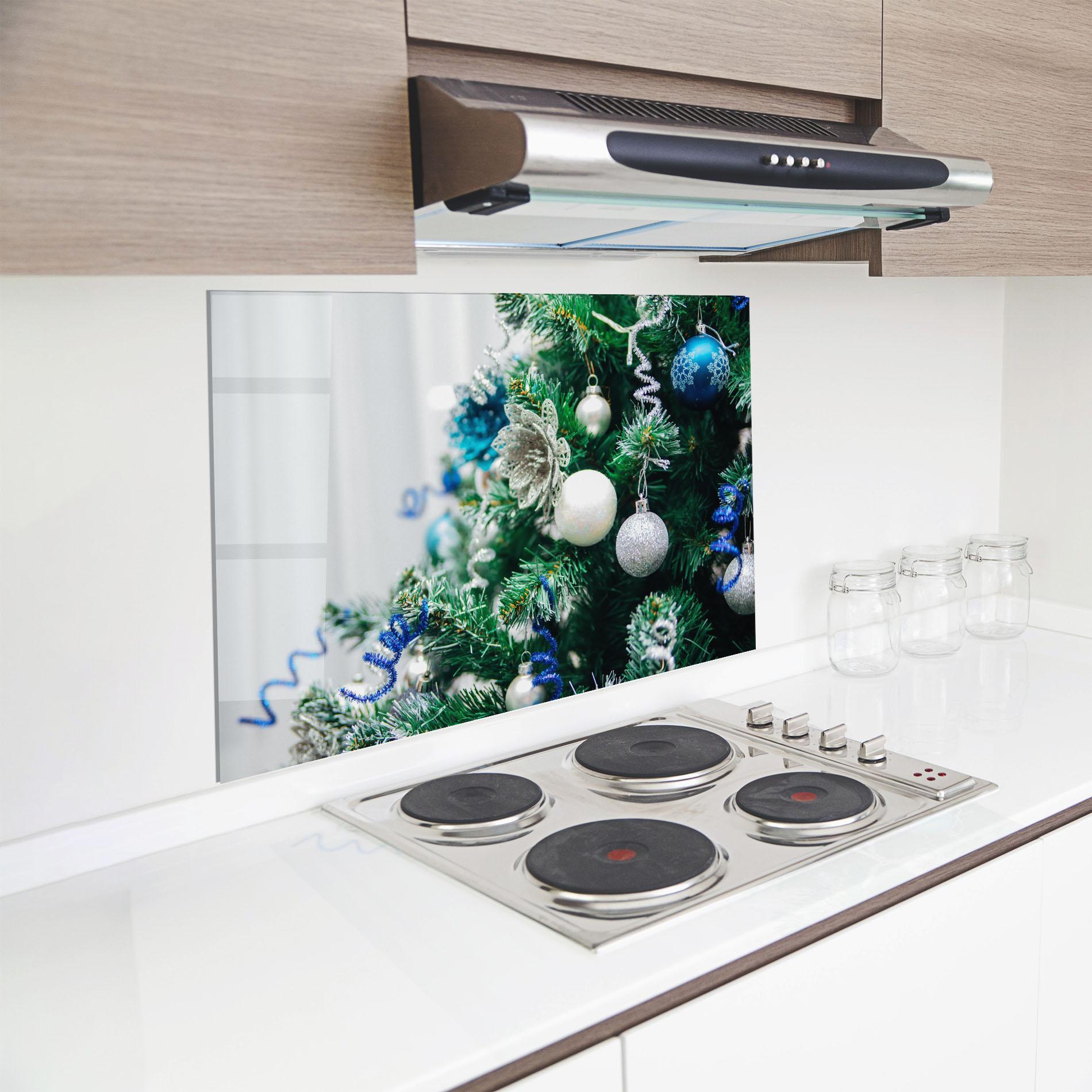 Konyhai üveg hátfal Blue Christmas Tree Decor mockup 8