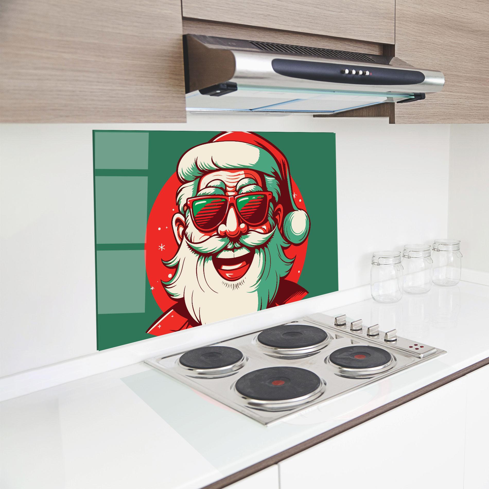 Konyhai üveg hátfal Crazy Smile Santa mockup 8