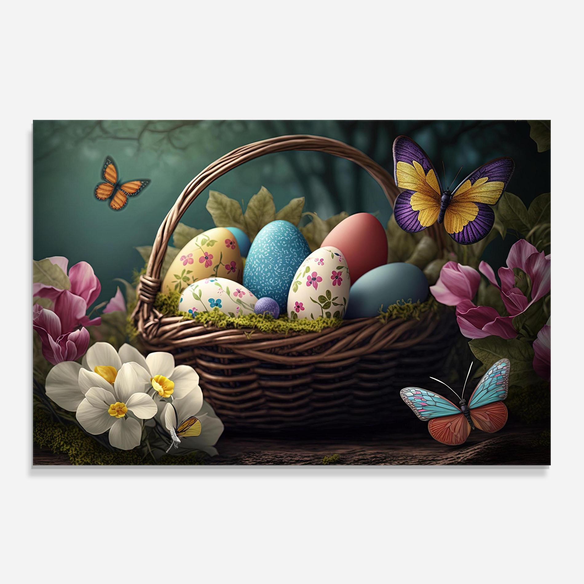 Konyhai üveg hátfal Easter Eggs Butterfly mockup 0