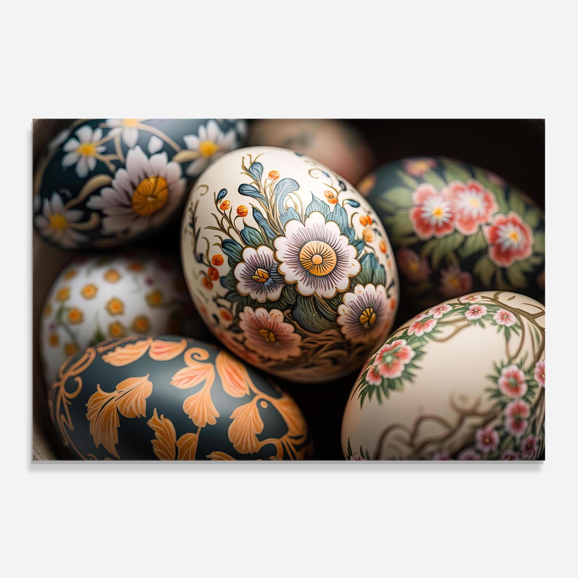 Konyhai üveg hátfal Floral Painted Eggs mockup 0