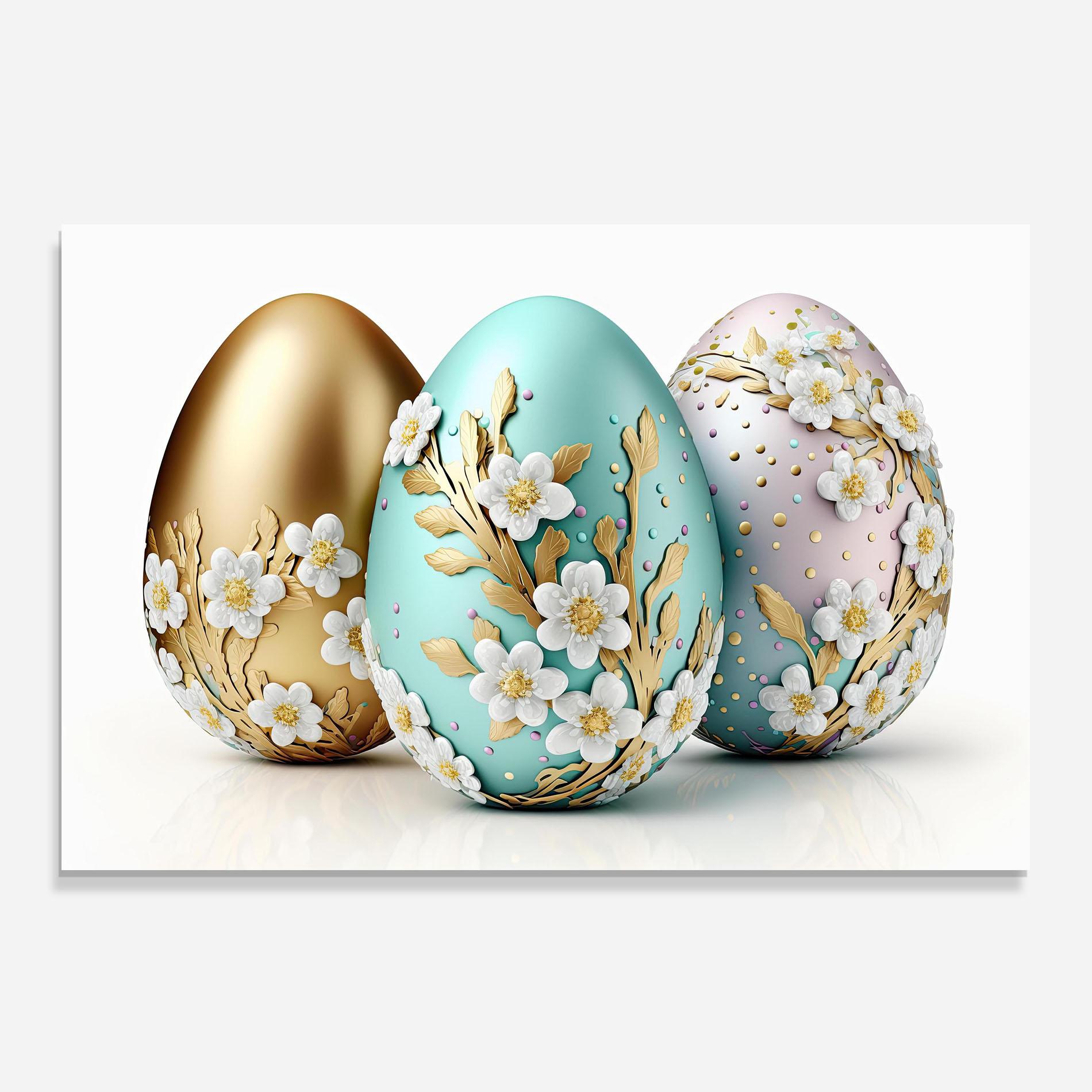 Konyhai üveg hátfal Gold Blue Easter Eggs mockup 0