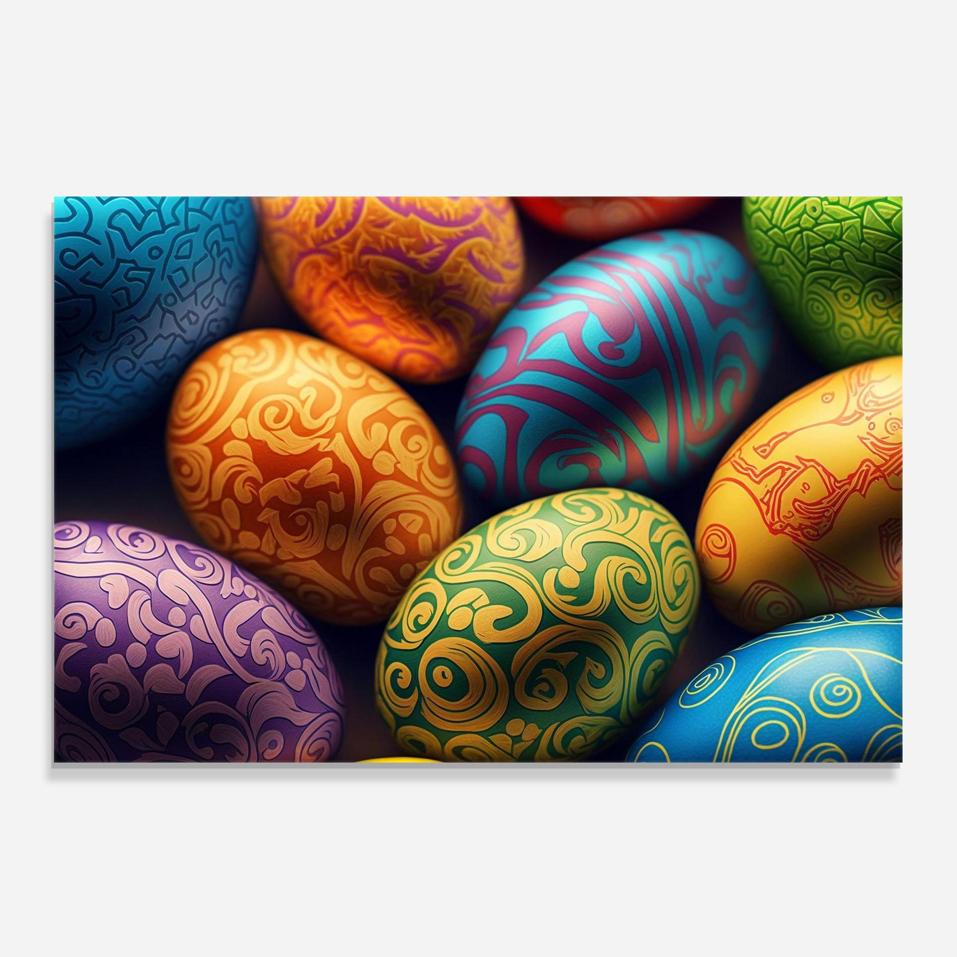 Konyhai üveg hátfal Orange Green Easter Eggs mockup 0