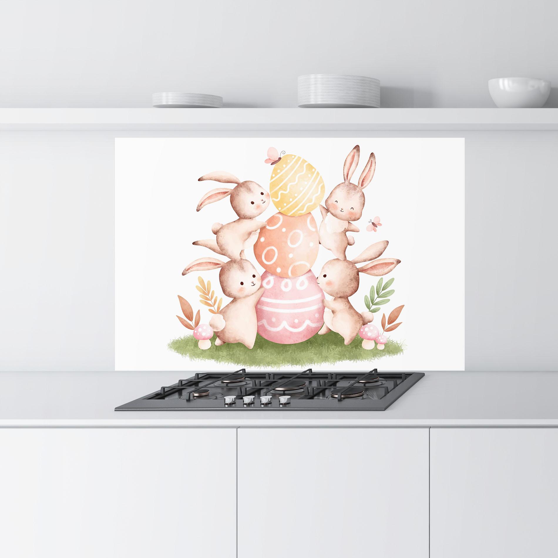 Konyhai üveg hátfal Bunny Playing mockup 9