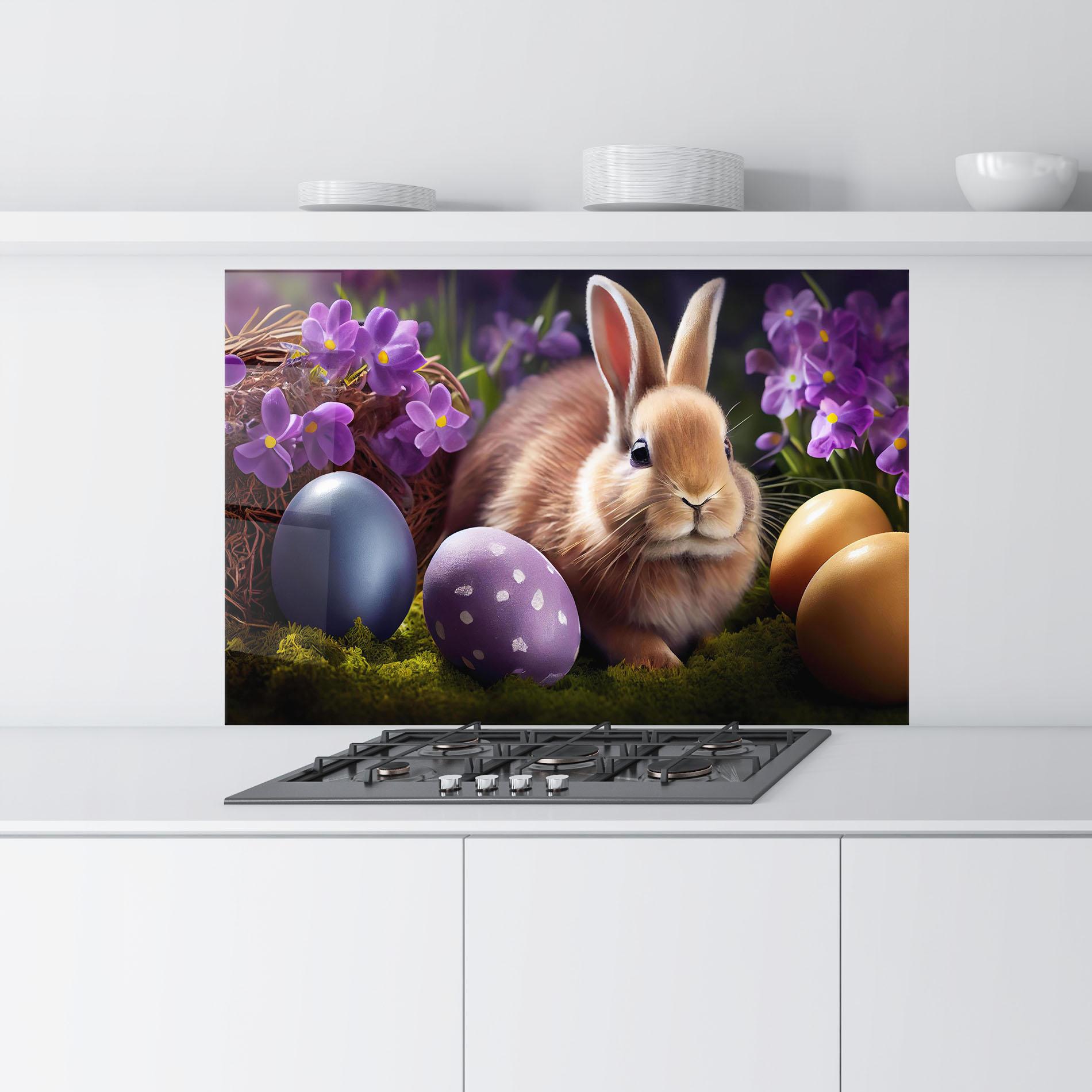Konyhai üveg hátfal Cute Easter Rabbit mockup 9
