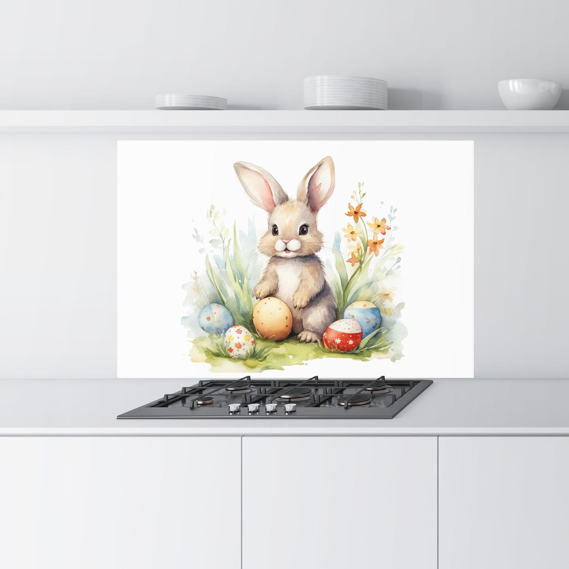 Konyhai üveg hátfal Cute Happy Bunny mockup 9