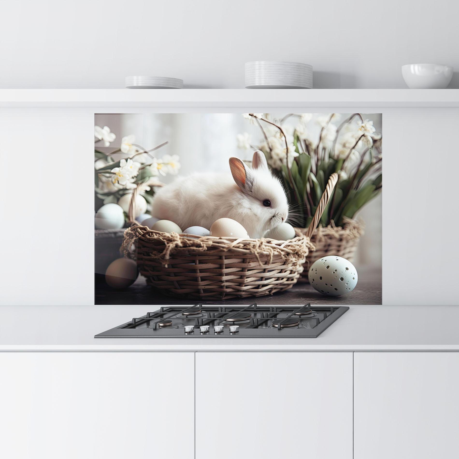 Konyhai üveg hátfal Cute White Easter Eggs mockup 9