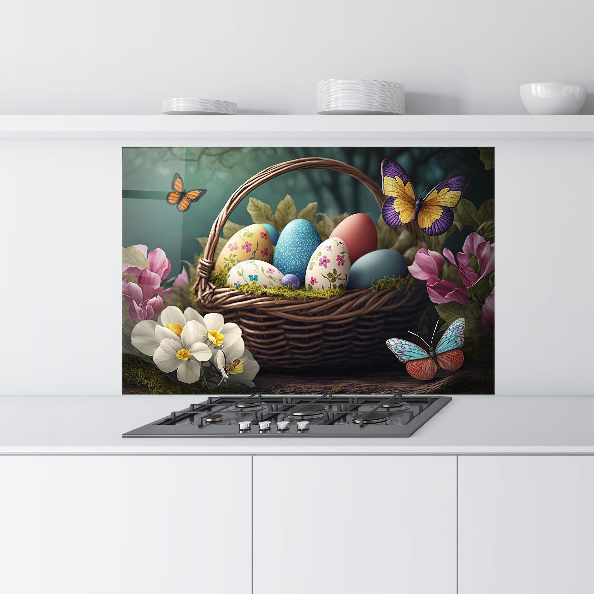 Konyhai üveg hátfal Easter Eggs Butterfly mockup 9