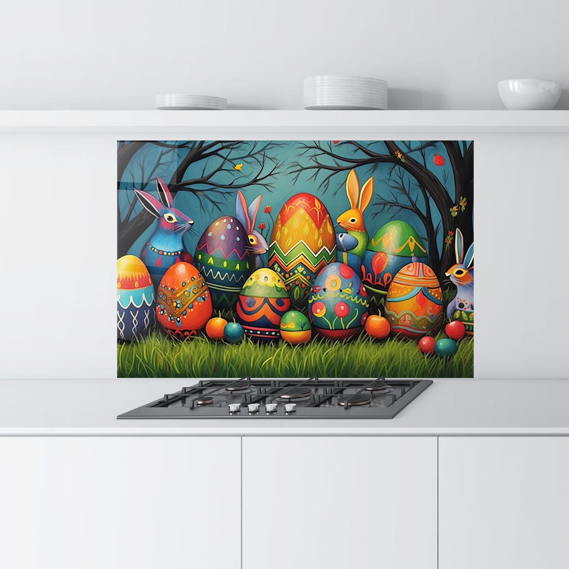 Konyhai üveg hátfal Easter Eggs mockup 9