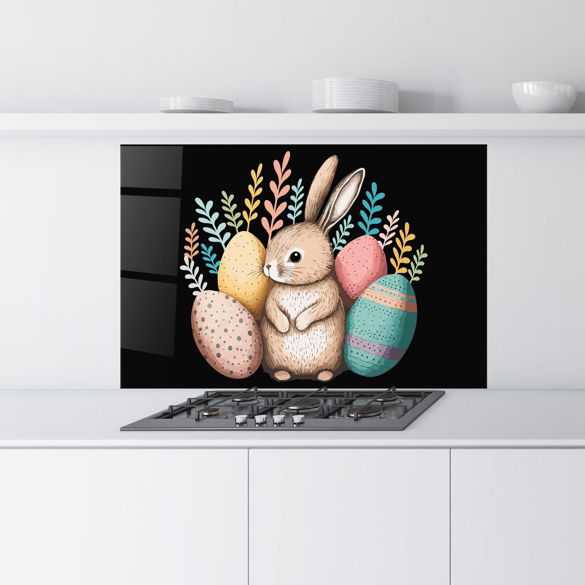 Konyhai üveg hátfal Easter Pretty Bunny mockup 9