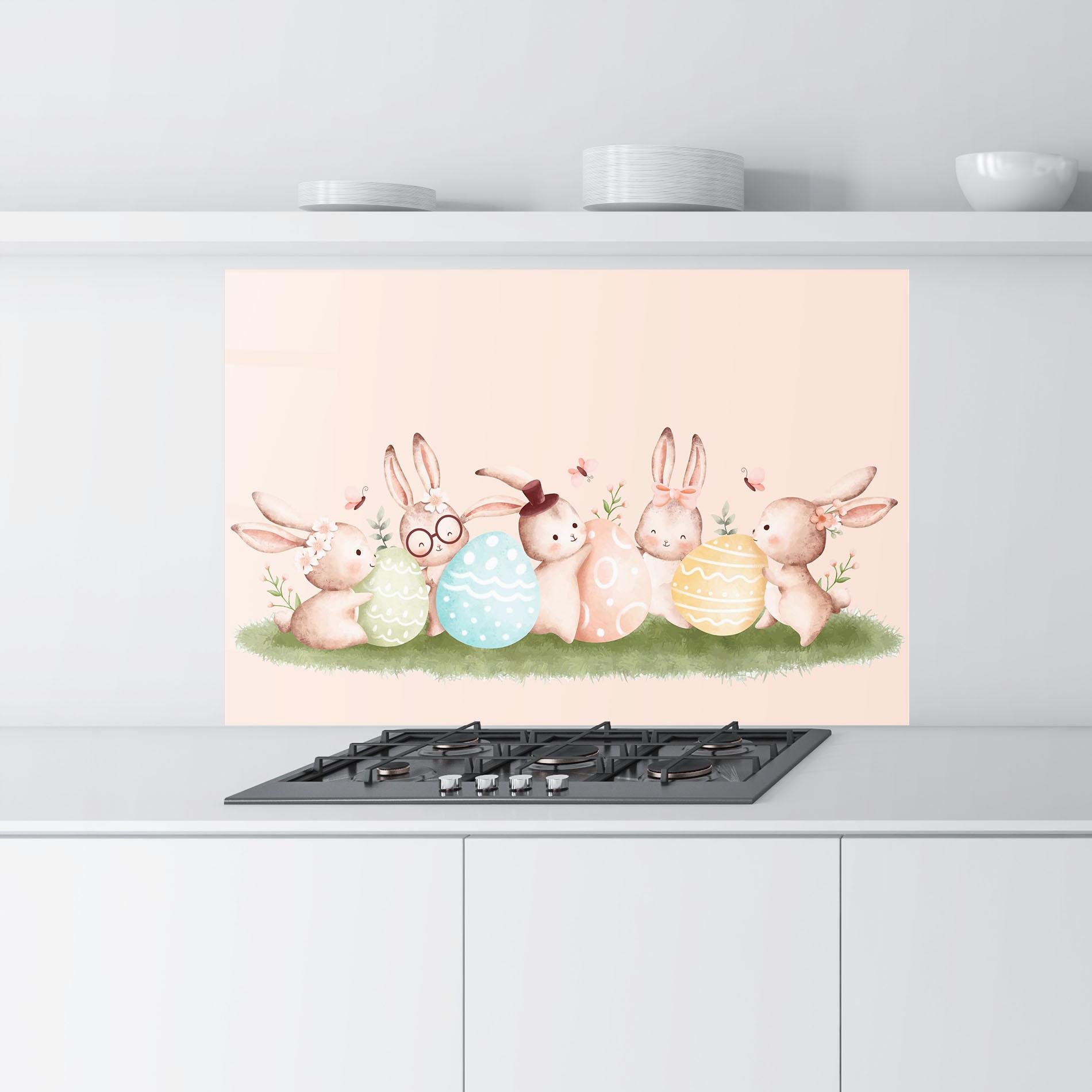 Konyhai üveg hátfal Easter Pretty Rabbit mockup 9