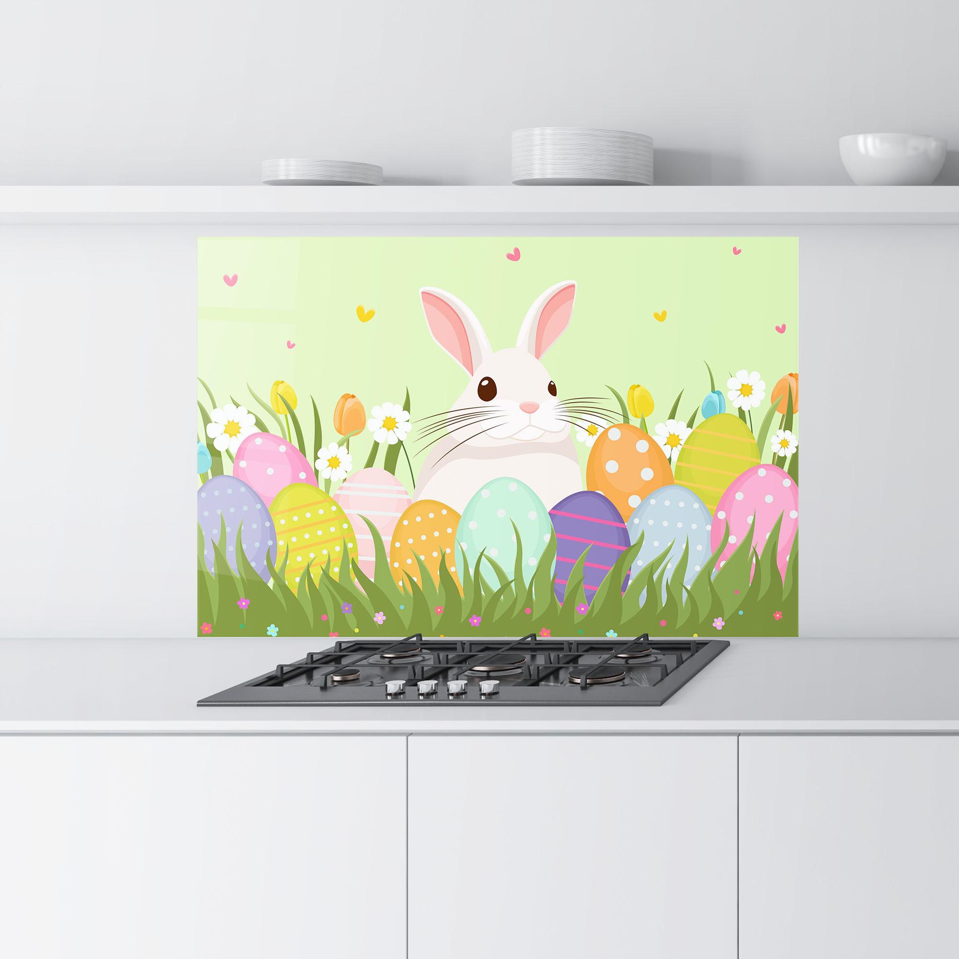 Konyhai üveg hátfal Friendly Rabbit mockup 9