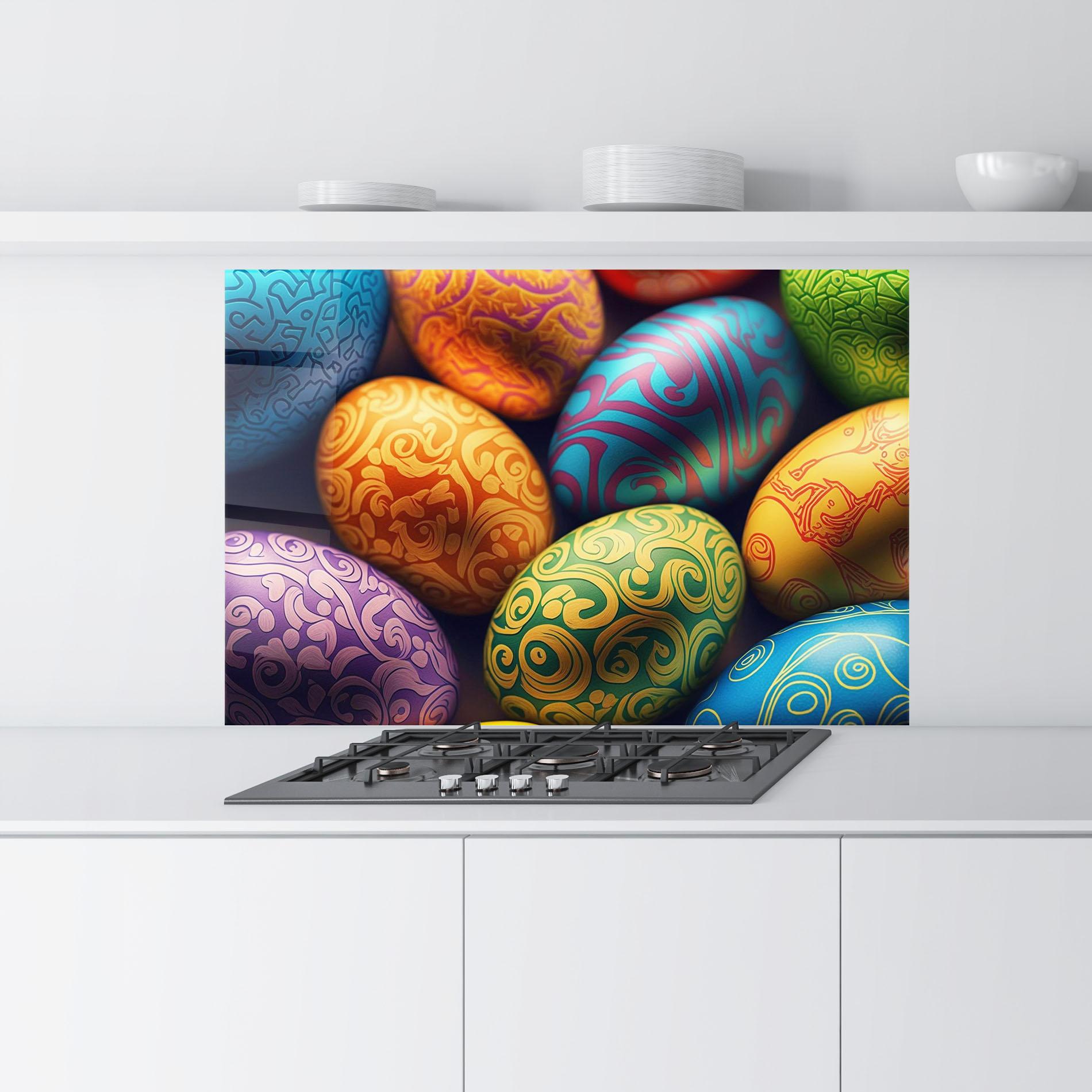 Konyhai üveg hátfal Orange Green Easter Eggs mockup 9
