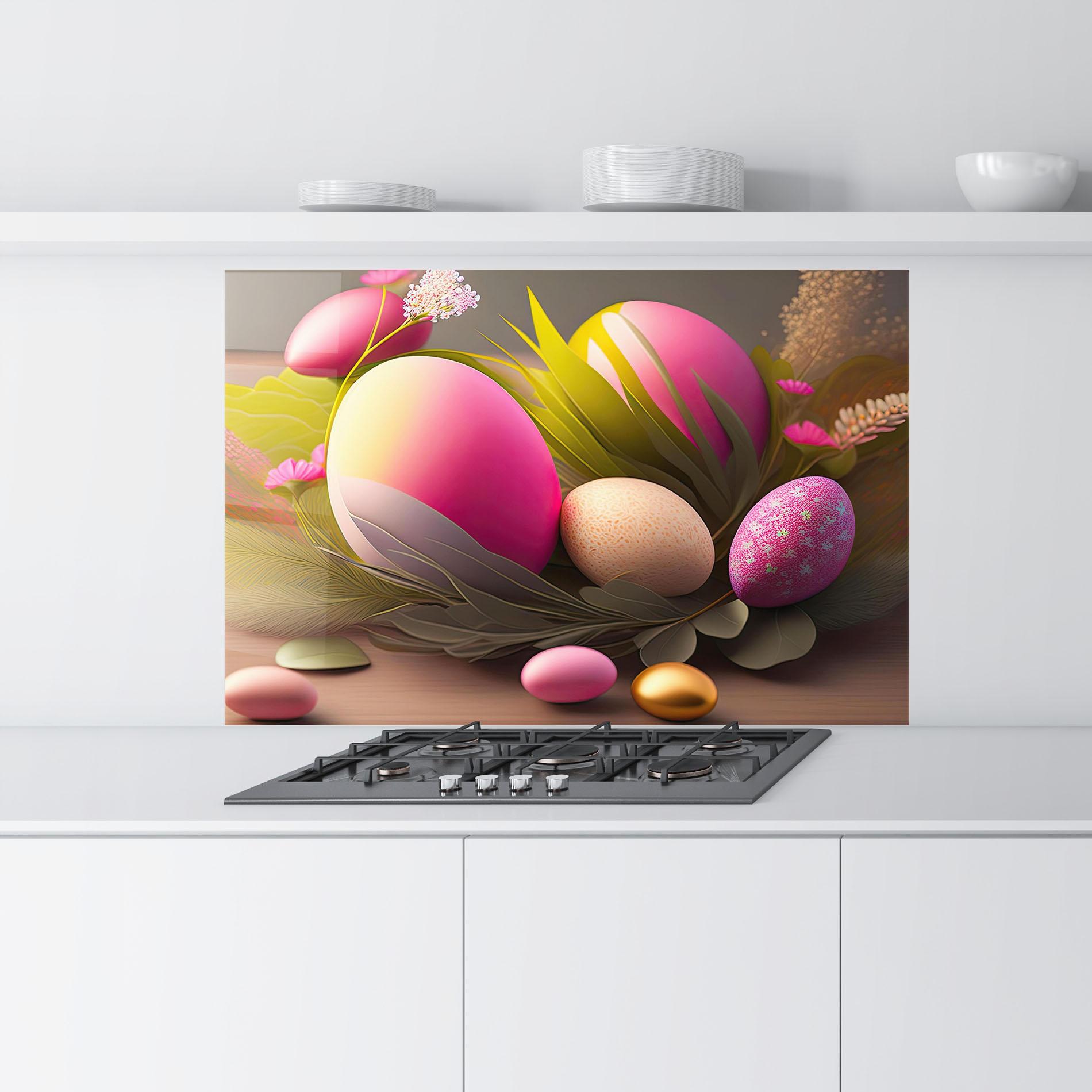Konyhai üveg hátfal Pink Easter Eggs mockup 9