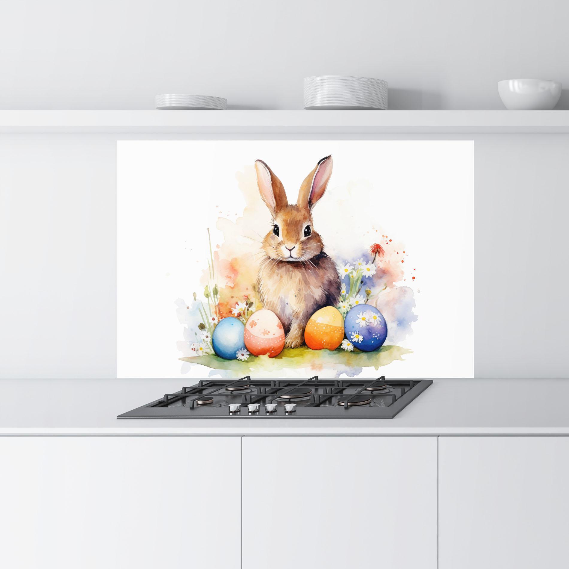 Konyhai üveg hátfal Rabbit Easter Art mockup 9
