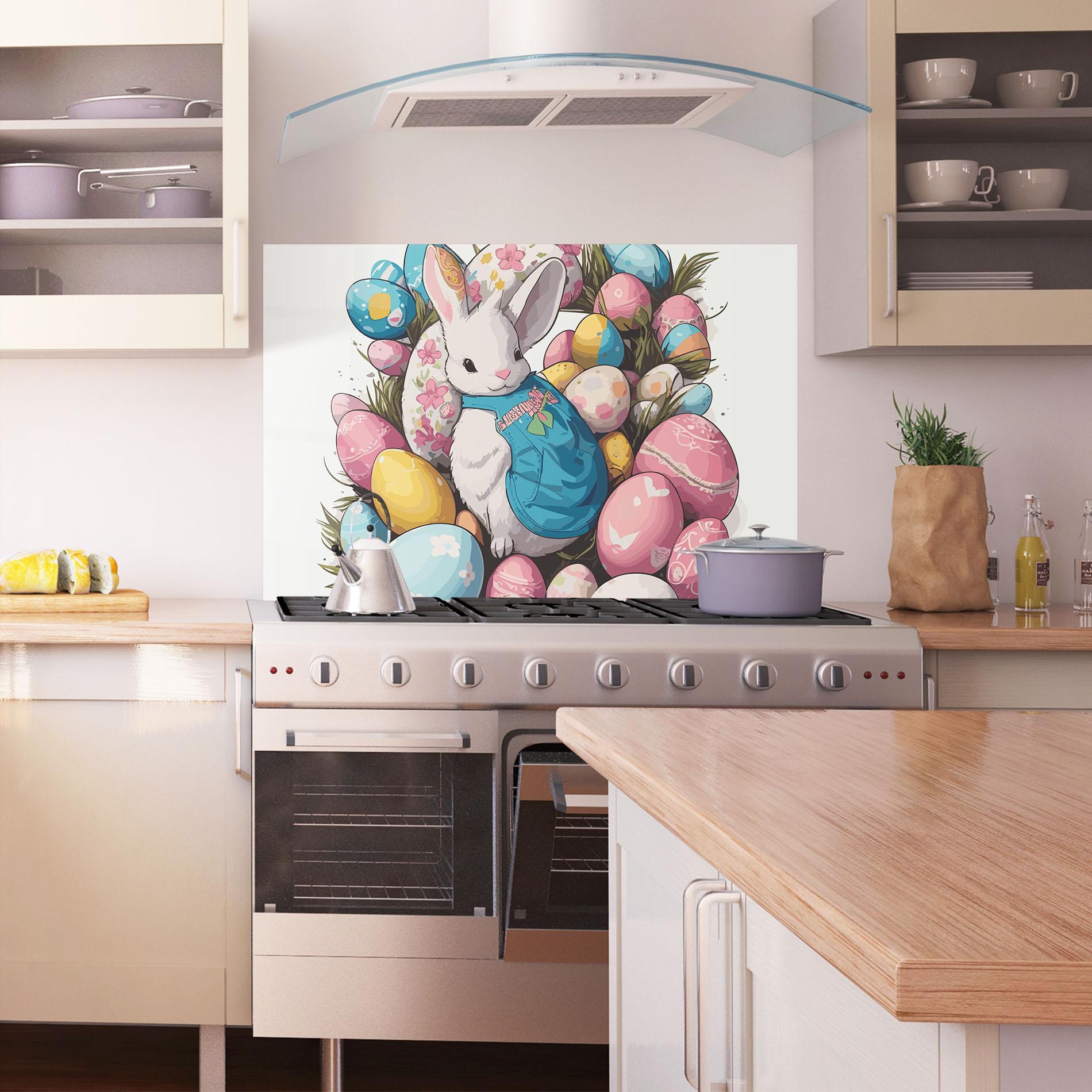 Konyhai üveg hátfal Blue Dressed Bunny mockup 1