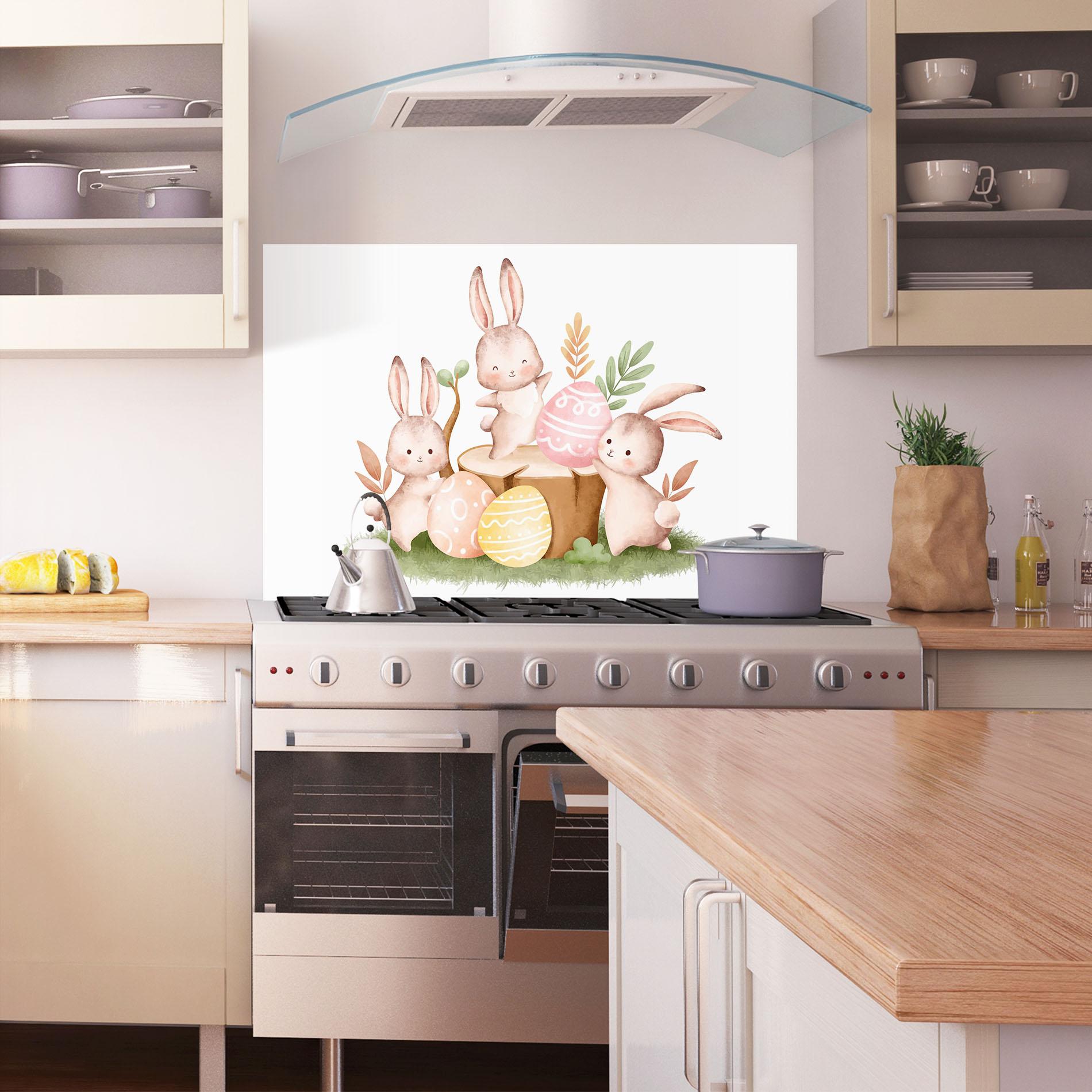 Konyhai üveg hátfal Bunny Friends mockup 1